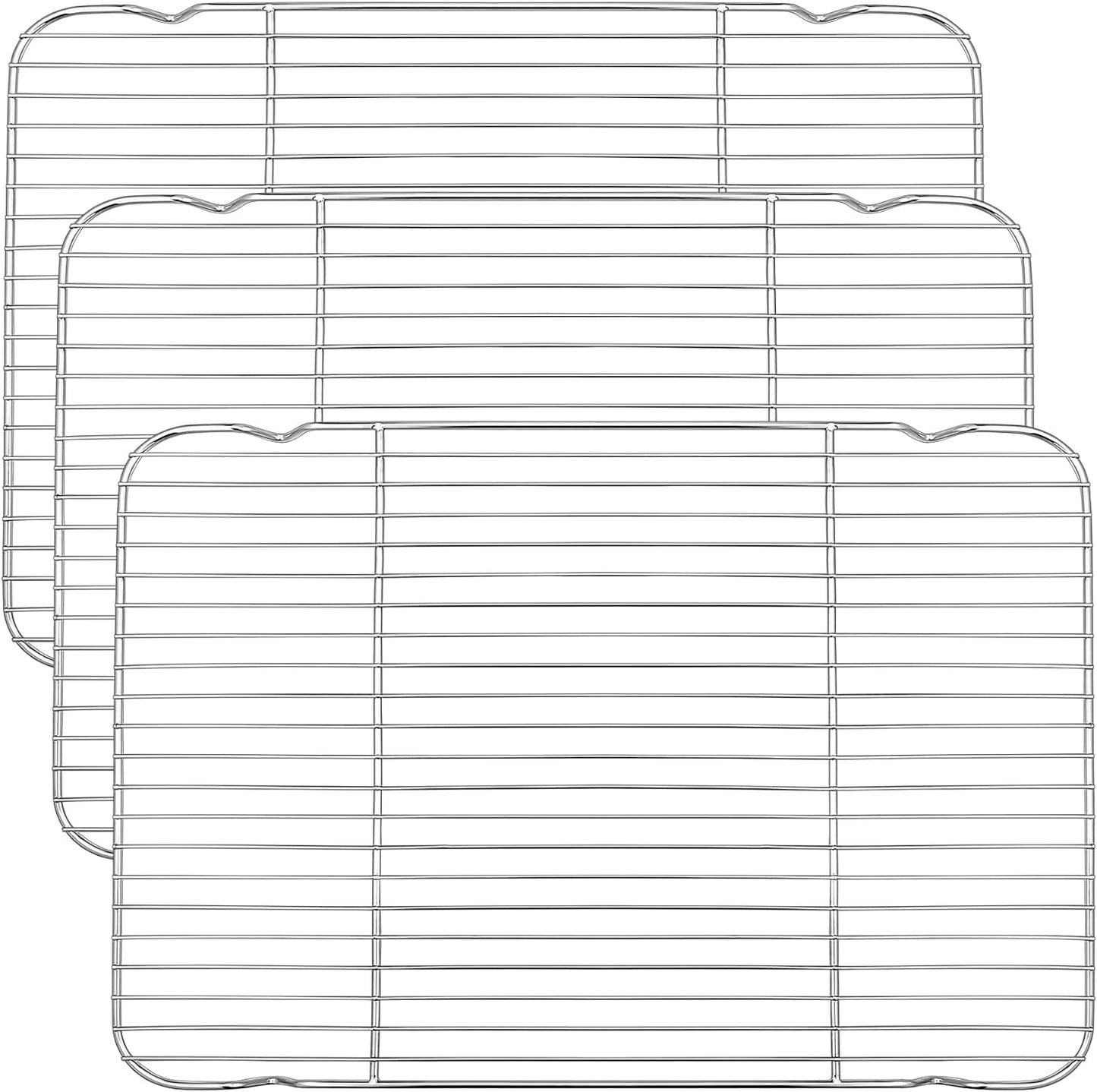Baking Cooling Rack Set of 3, P&P CHEF Stainless Steel Cooking Roasting Drying Wire Racks, 16.6” x 11.6” Inches to Fit Half Sheet Pan, Non-toxic & Durable, Oven & Dishwasher Safe