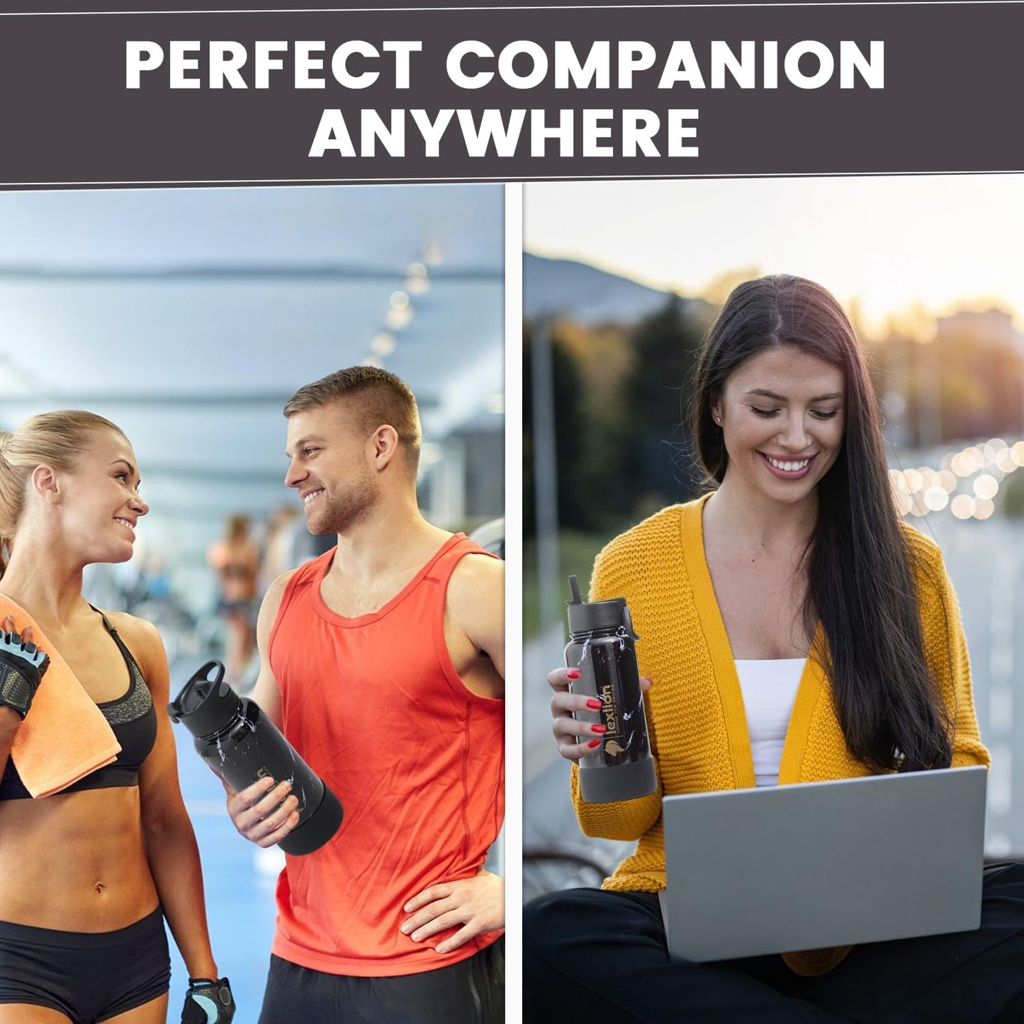 Lexlion 32 Oz Triple Walled Insulated Stainless Steel Tea Infuser Bottle, Fruit Infuser, Leakproof, Sweatproof