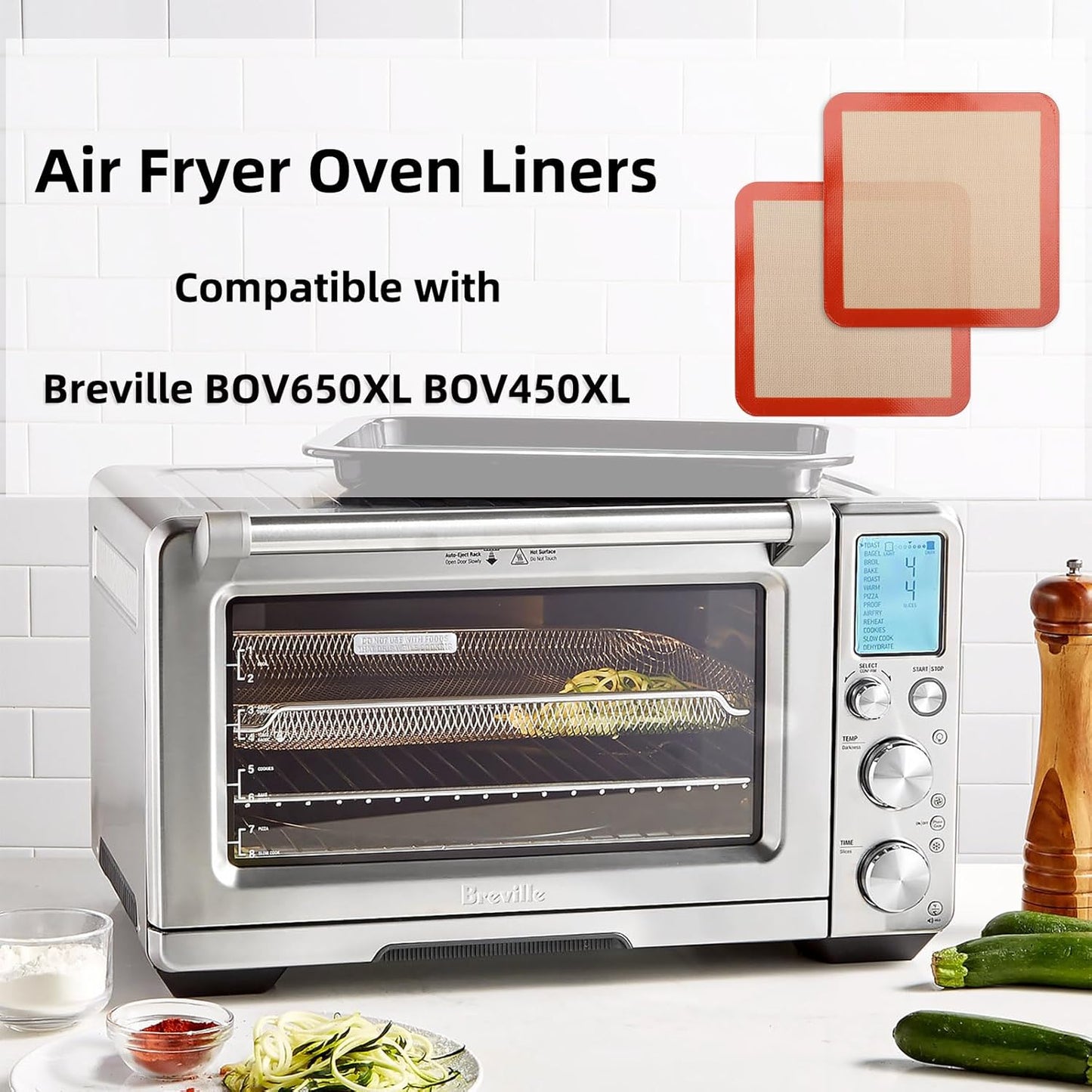 Square Silicone Baking Mats for 10 Inch Cake Pan, 9.65"Square Food Grade Silicone Mat for Baking Sheet for Cake/Pastry/Toast/Pie, Non-Stick Reusable Baking Mat for 10x10 Air Fryer/Cake Pan/Oven