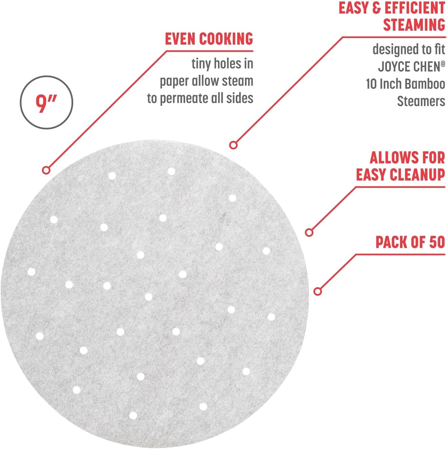 Joyce Chen Steamer Papers, 9-Inch - 50 Count