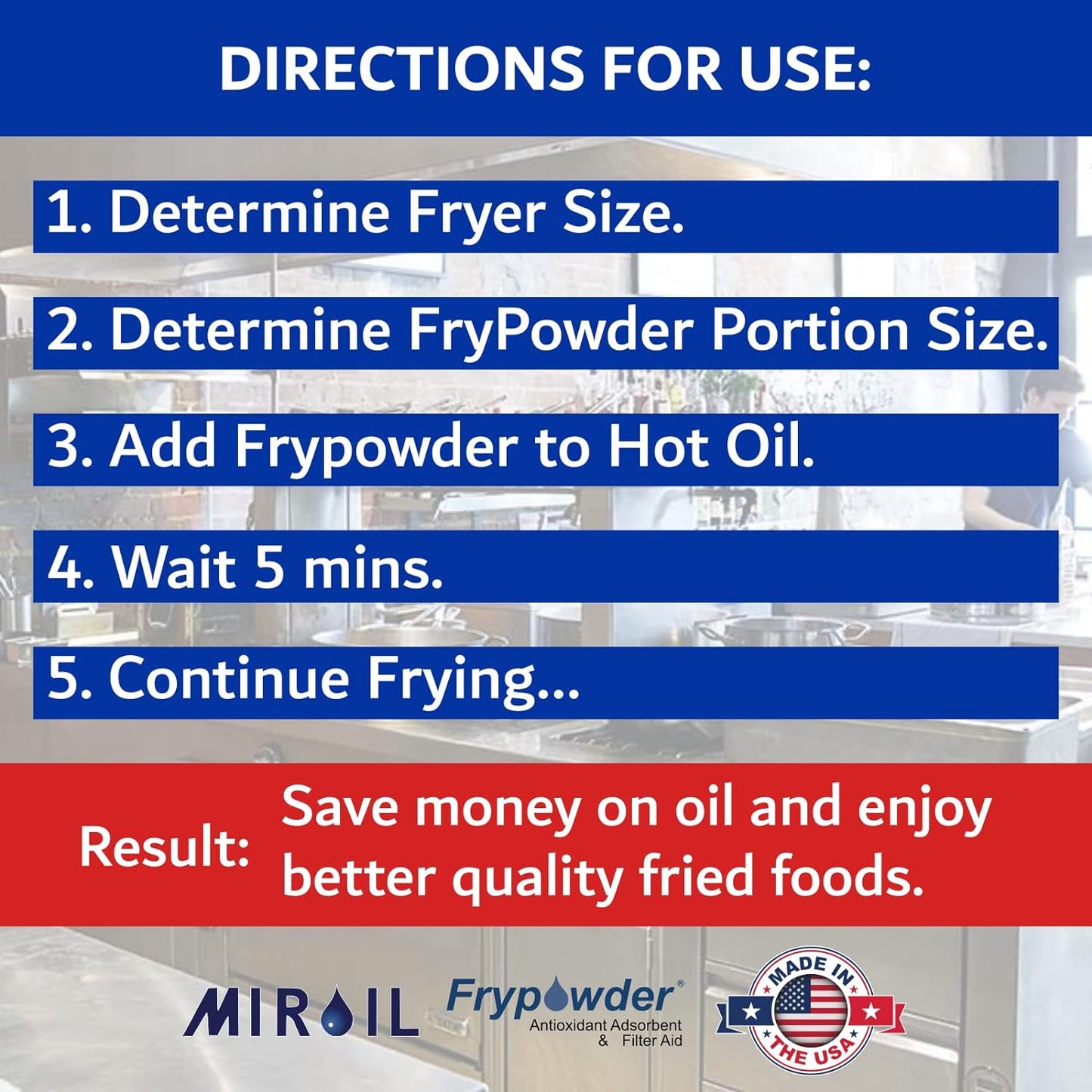 MirOil P100 Fry Powder Oil Stabilizer and Filter Aid, 90 x Size C Portion Pack(160ML Each) Fry Powder, Food Centers Cook Hotter, Deep Fryer Cooking Oil Saver Helps Save Grease & Remove Carbon Deposits