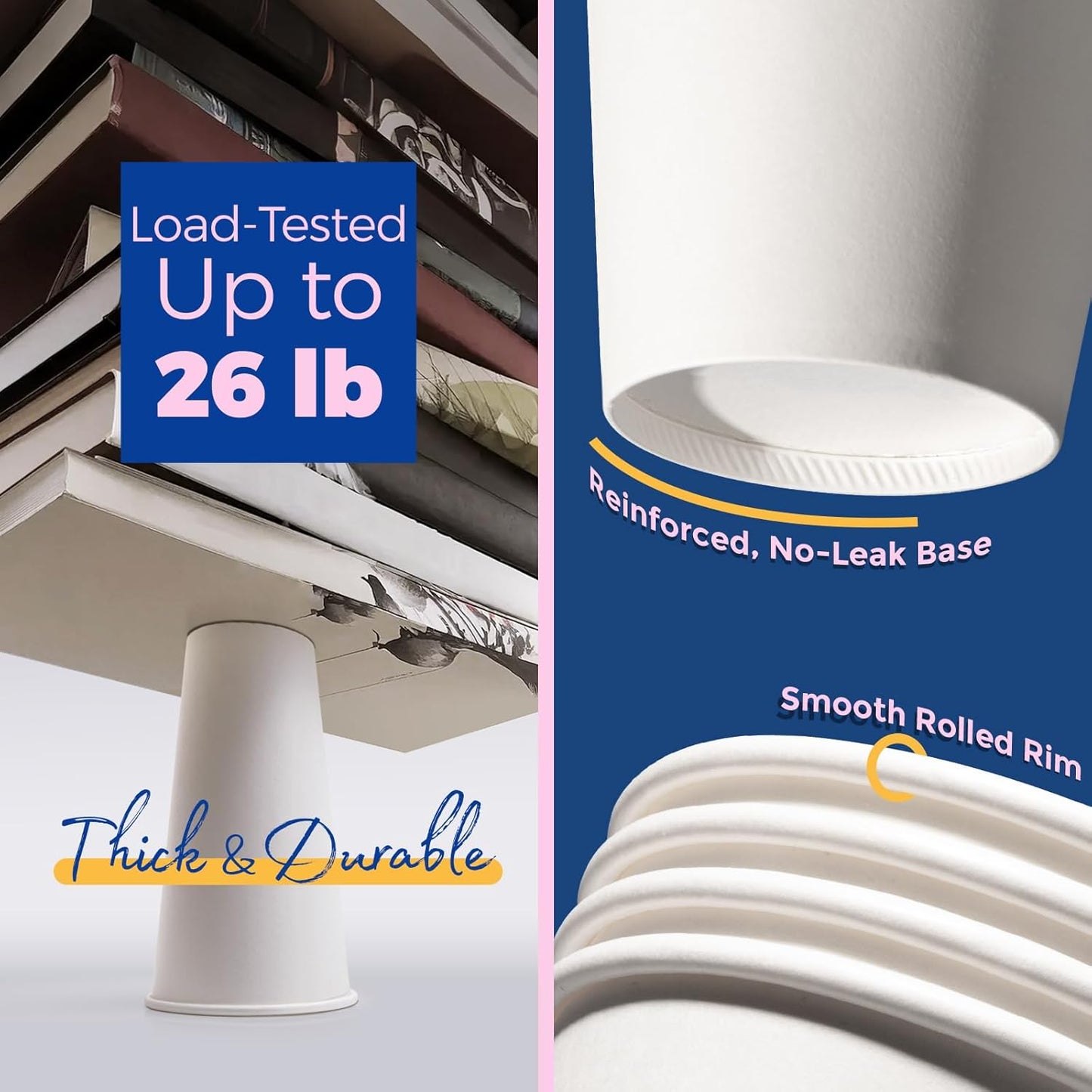 Fit Meal Prep 50 Pack 20 oz Disposable Coffee Cups with Lids, Sleeves, Leak-Proof To Go Coffee Cups with Lids, Durable Hot Paper Cups for Home, Office, Party, Business