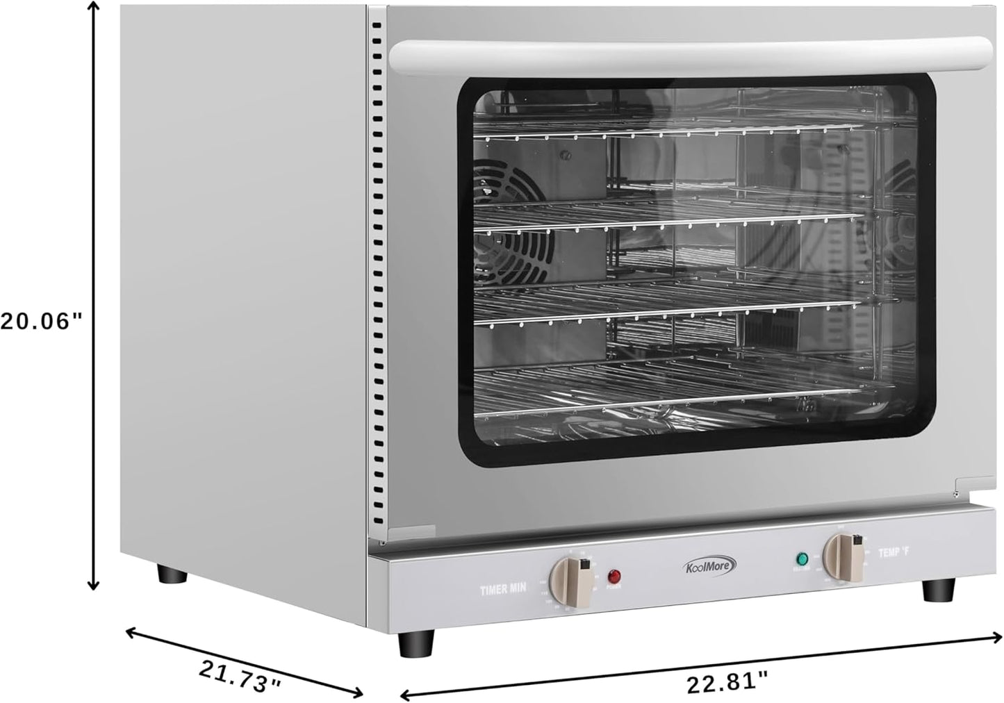 KoolMore 23 in. Countertop Convection Oven for Half-Size Pans with 4 Racks and 2800W of Power in Stainless-Steel - 208/240V, 2.3 cu. ft. ETL Listed (KM-CTCO220-23)