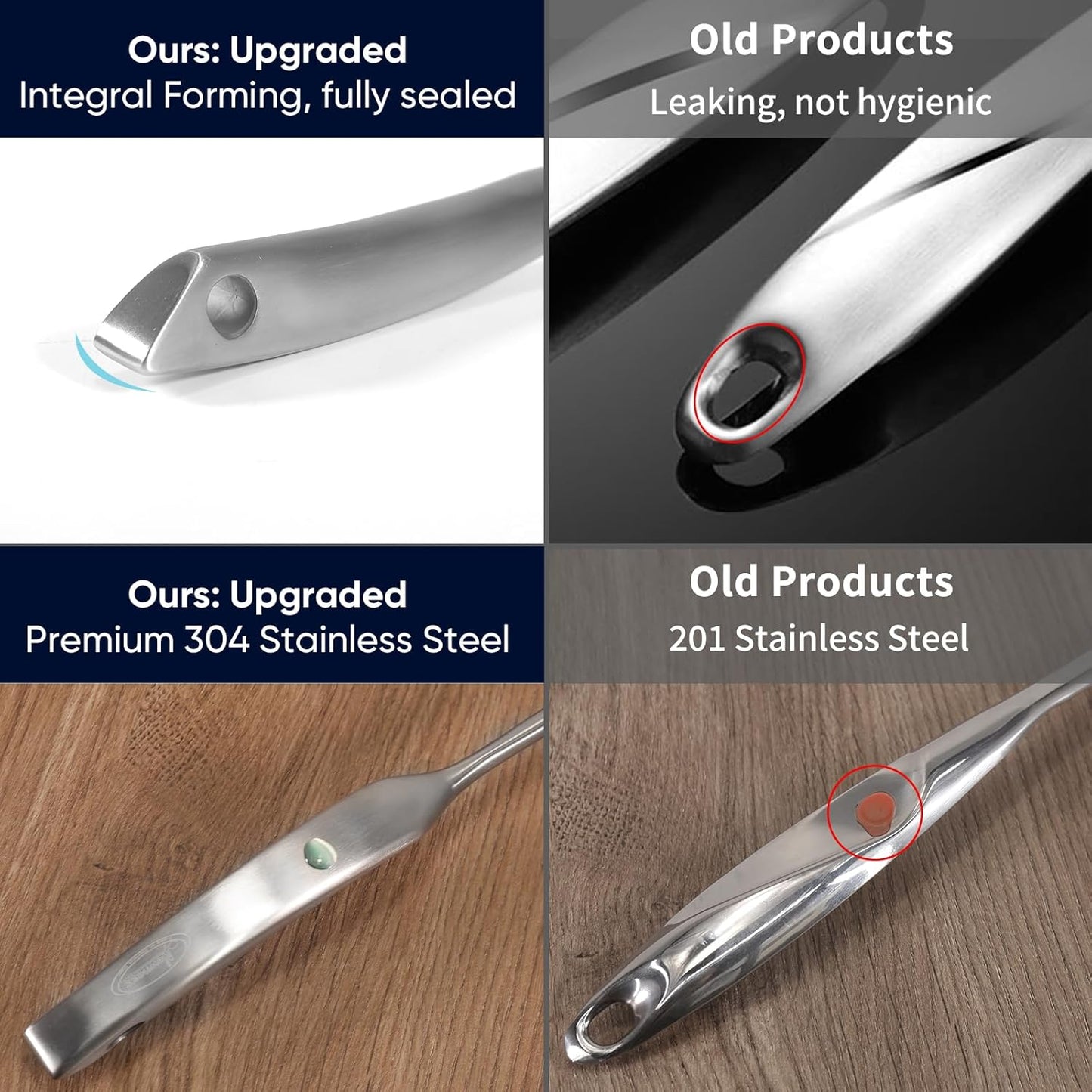 Newness Slotted Spoon, [Rustproof, Integral Forming, Durable] 304 Stainless Steel Widen Skimmer with Vacuum Ergonomic Handle, Comfortable Grip Design Strainer Ladle for Kitchen, 16.93 Inches