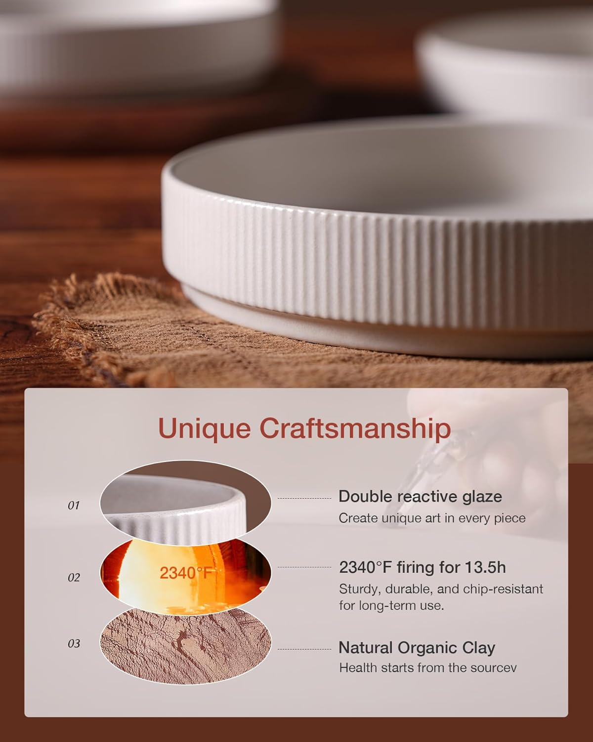 famiware Star 7.5" Pasta Bowls Set, Salad Bowl Set of 6, Double Reactive Glaze, Stackable, Perfect for Your Friend for Housewarming, Thanksgiving, Christmas, Matte White (Full Glaze)