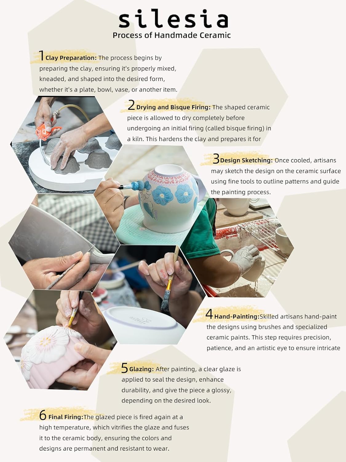 Silesia Handmade Honey Jar with Lid, 10 Ounce Ceramic Hand-Painted Honey Containers with Wooden Dipper, Honey Pot Set for Home and Kitchen in Gift Box, Oven, Dishwasher & Microwave Safe, Jungle Floral