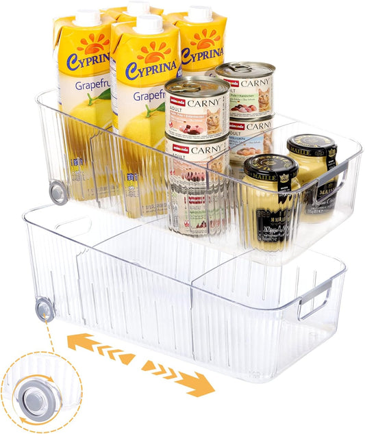 Refrigerator Organizers and Storage 2pcs Rolling Storage Bins Fridge Organizer BPA-Free Refrigerator Organizer for Deep Cabinet