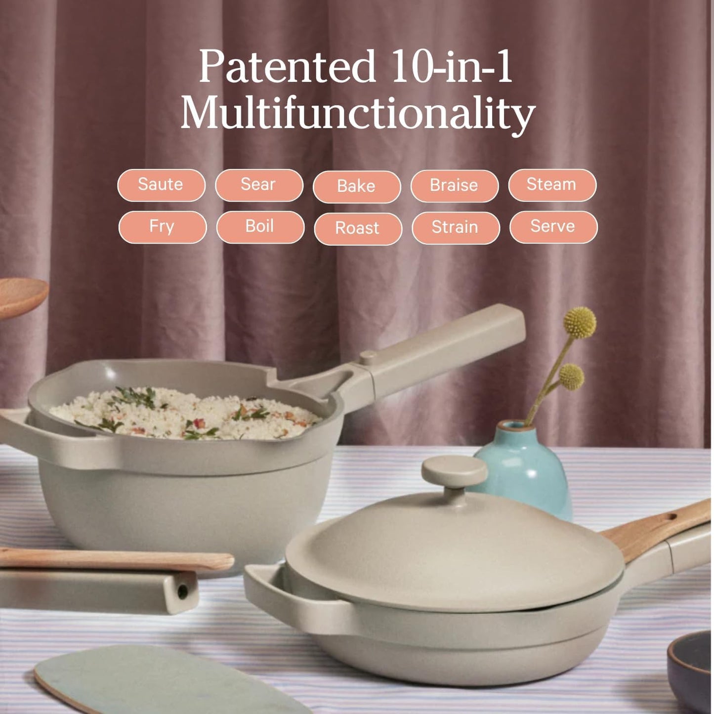 Our Place Mini Always Pan 2.0-8.5” (1.2 Qt) Nonstick, Toxin-Free Ceramic Cookware | Patented 10-in-1 Aluminum Frying & Sauté Pan | Safe for Oven, Induction & All Cooktops up to 450°F | Spice