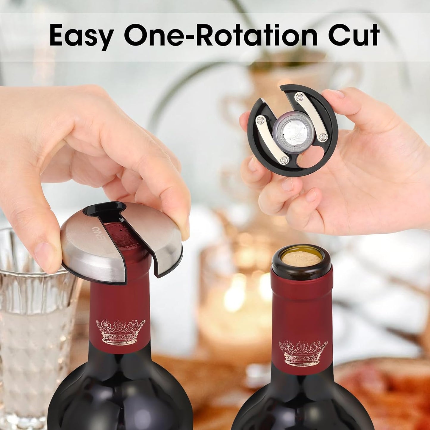 Beneno Multifunctional Wine Bottle Opener Gift Set - Wing Corkscrew, Foil Cutter, Vacuum Stopper & Aerator Pourer, Perfect for Wine Lovers Man Woman, Silver Set