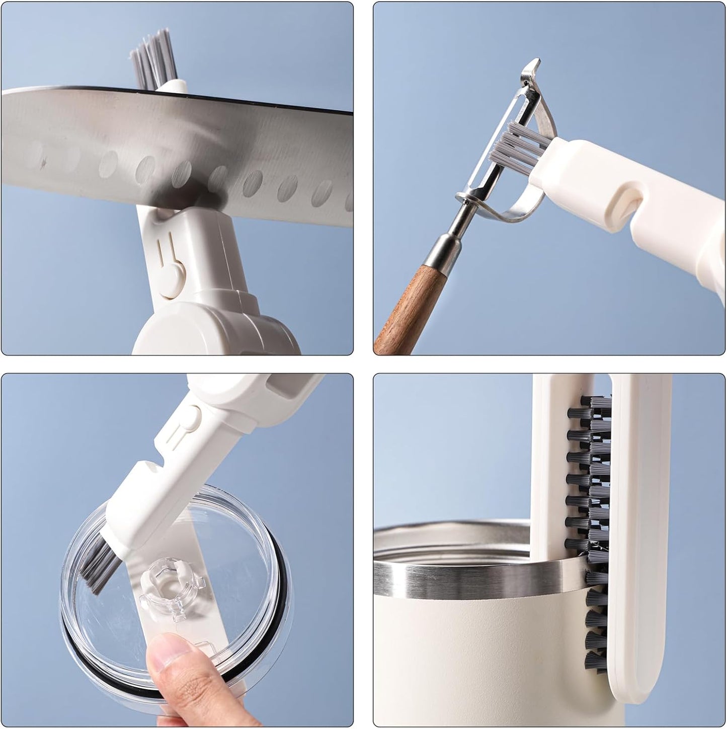 Multifunctional Cleaning Brushes Set of 2, Scrub Brush Tools.Crevice Cleaning Brush for Home Kitchen Knives Cutlery