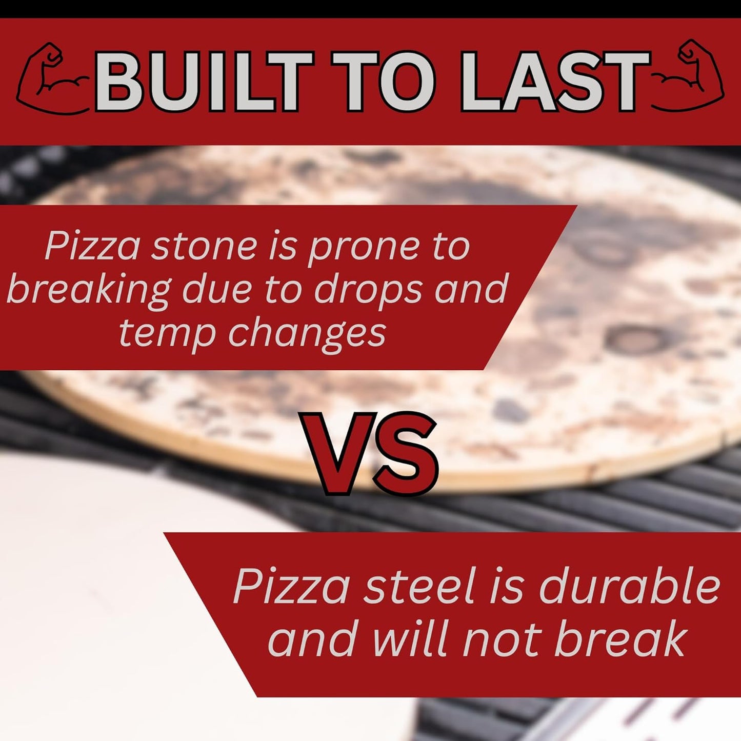 14" by 14" Pizza Steel (1/4" Thickness) - Multipurpose Cooking Steel for Ovens & Grills - Made in the USA