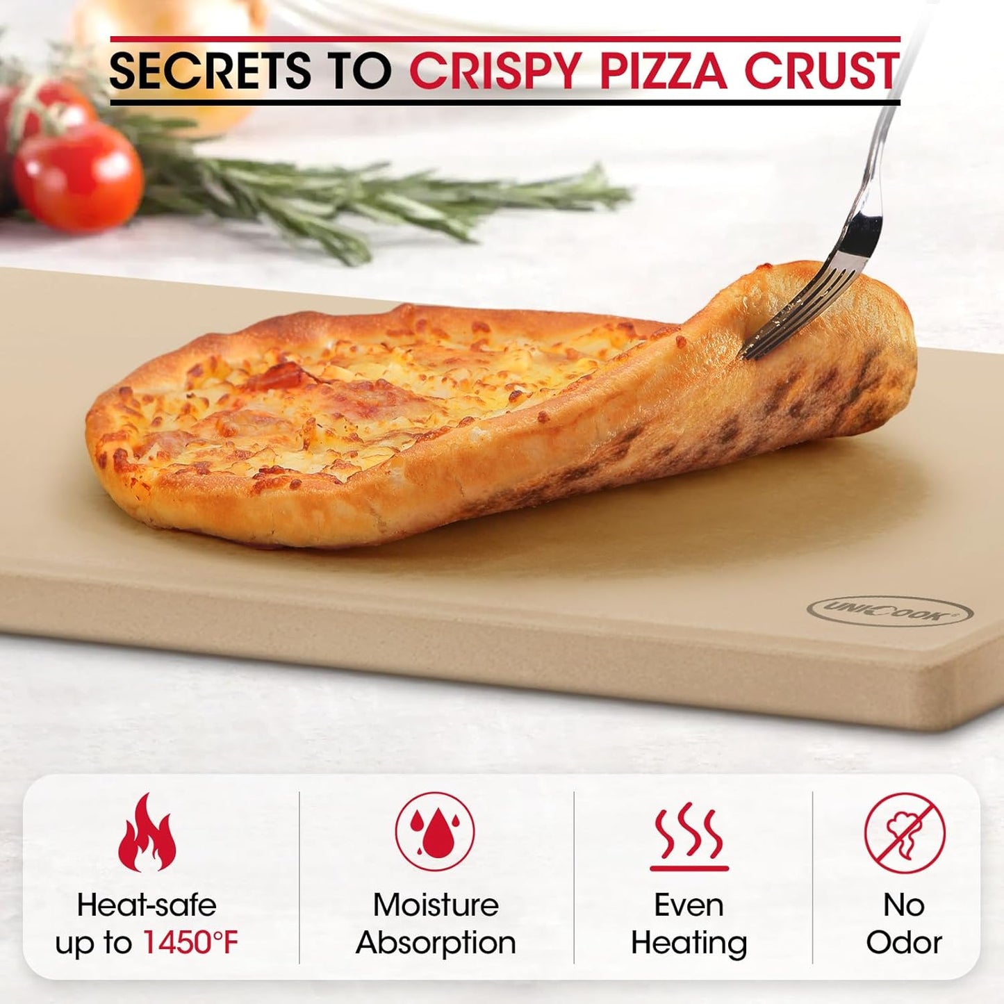 Unicook XX-Large Pizza Stone 26" x 17.5" x 0.6" for 36"/48" Home and Commercial Ovens, Rectangular Baking Stone, Ideal for Baking Crispy Pizzas, Bread and Cookies, Weighs 21 lbs, Does Not Fit 30"Ovens