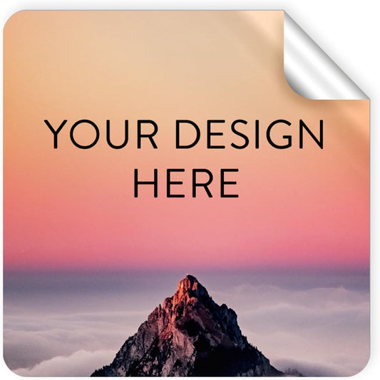100 Custom Vinyl Stickers - Upload Your own Image, Text, Design, Logo - Personalized Logo Labels for Handmade, Packaging, Bottle, Jars, Candle, Brand Stickers (Mountain, 4x4 Square)