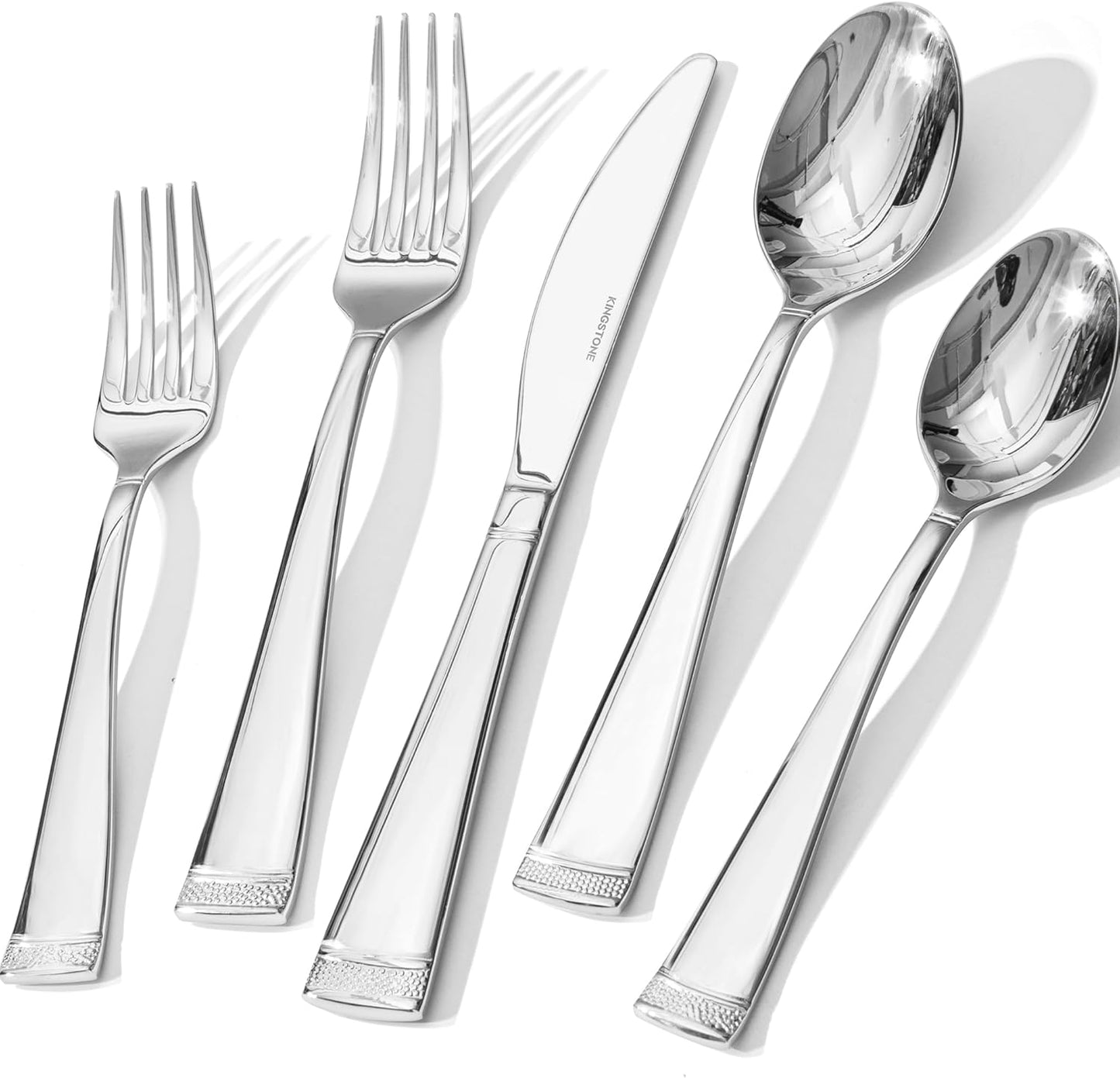 KINGSTONE Silverware Set, 20-Piece Flatware Set for 4, 18/10 Stainless Steel Cutlery Set with Bead Edge, Utensil for Kitchen, Home, Party, Wedding, Mirror Polished, Dishwasher Safe, Featured Gifts