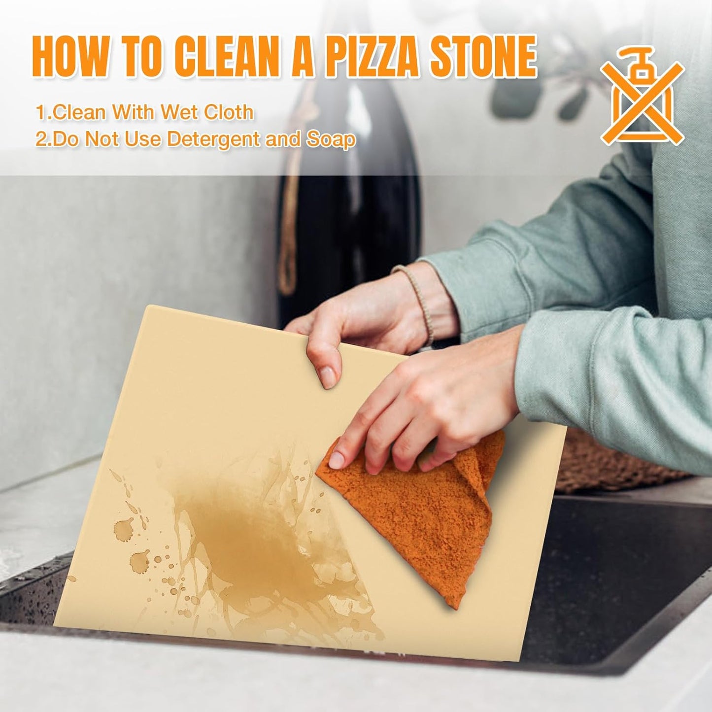 Extra Large Pizza Stone 22 Inch, Rectangular Pizza Grilling/Baking Stone 22" x 14", Industrial Commercial Oven Stone, Ideal for Grilling Baking Several Pizzas Bread - Includes Scaper