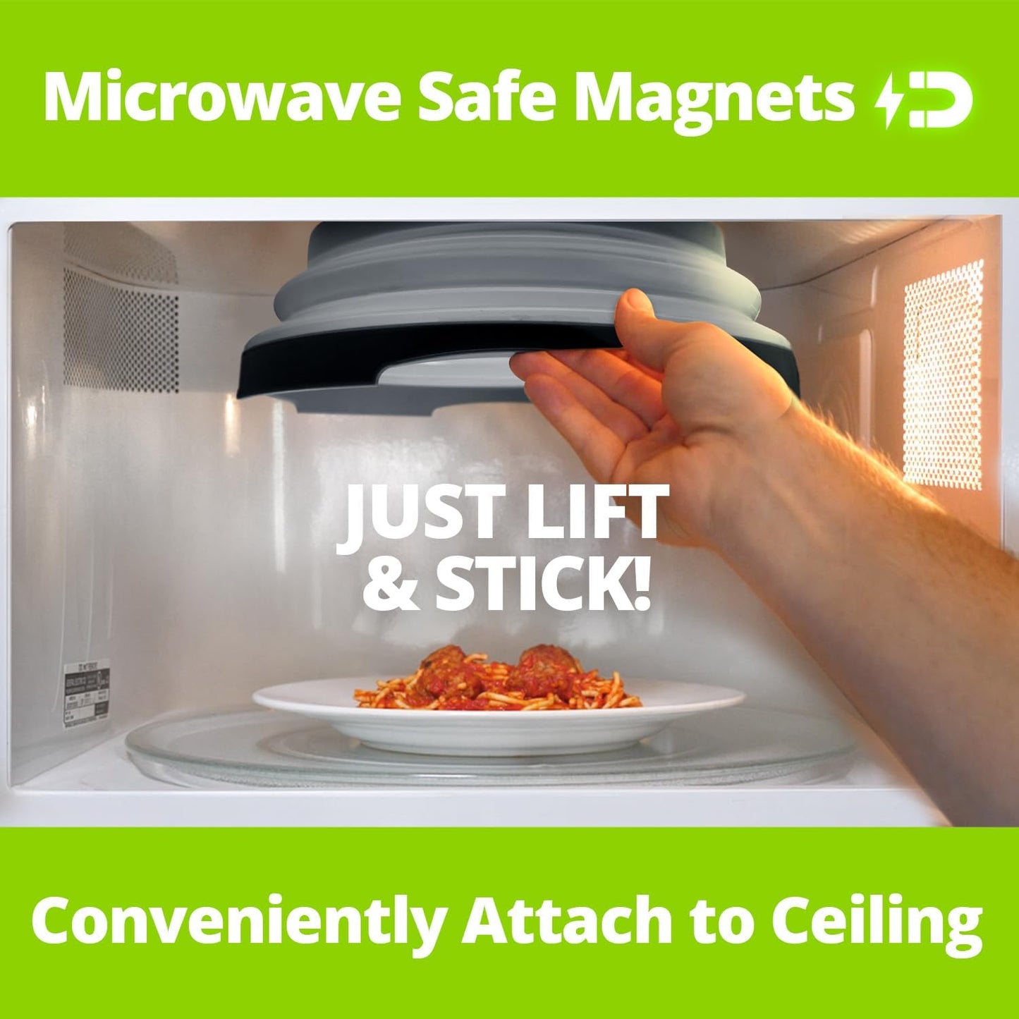 2.0 Magnetic Microwave Splatter Cover, Collapsible 12-Inch BPA-Free Food Lid with Upgraded Magnets, Vented Plate Guard, Dishwasher Safe, Space-Saving Magnetic Storage - Black