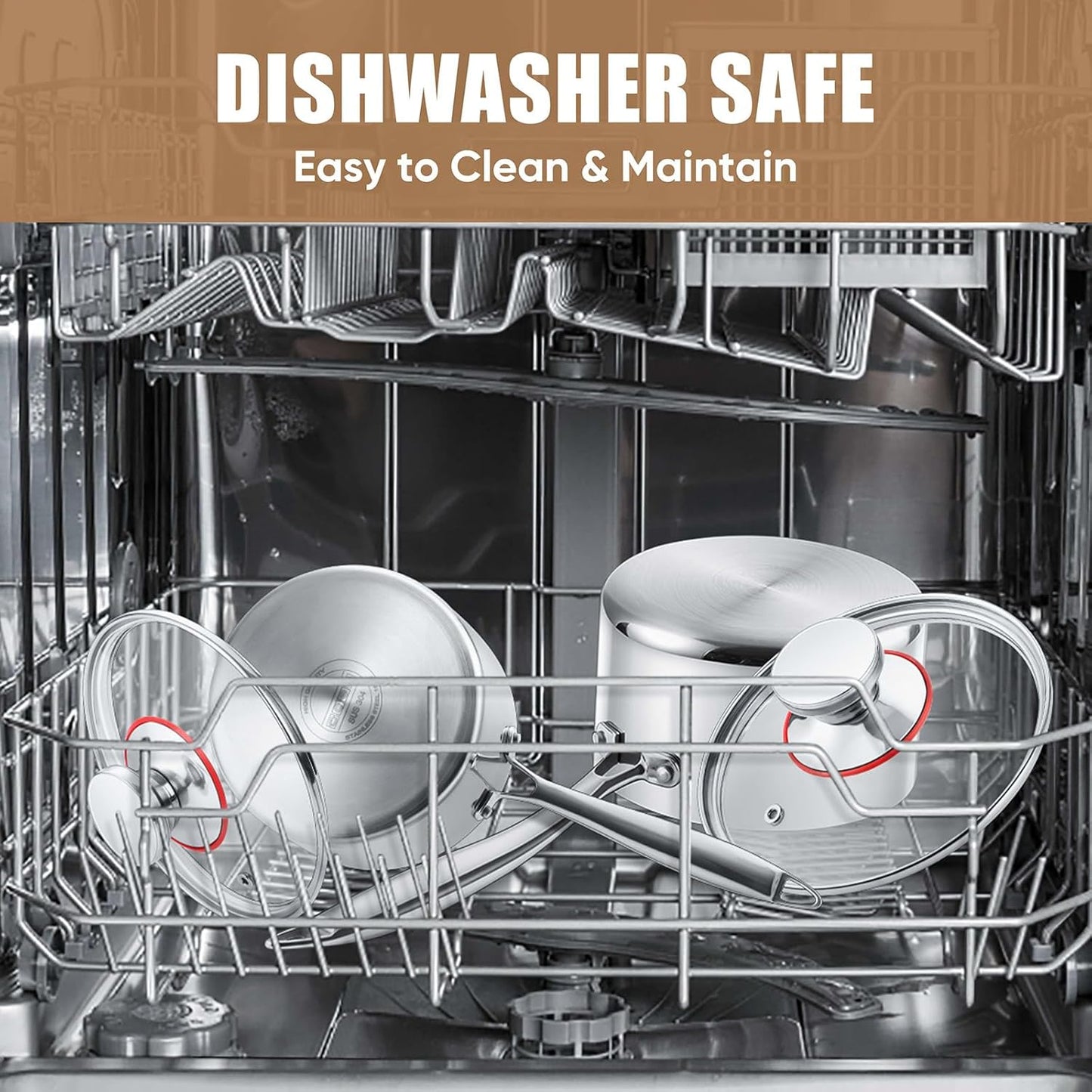 E-far Triply Stainless Steel Saucepan Set, 1Qt & 3 Qt Sauce Pan Pot with Lid for Cooking Pasta Warming Milk Boiling Water, Small Metal Cookware for Kitchen, Induction Ready & Heavy Duty