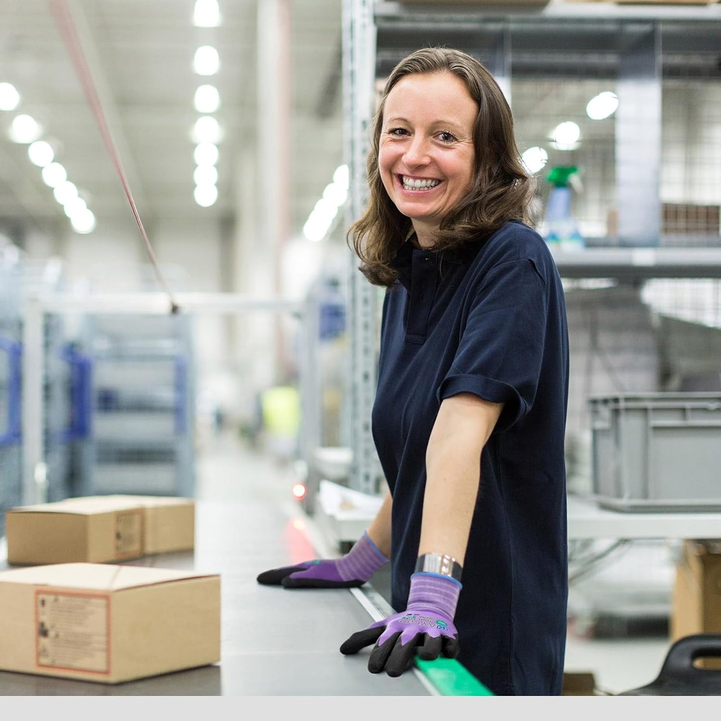 KAYGO Safety Work Gloves MicroFoam Nitrile Coated, 12 Pairs KG18NB,Seamless Knit Nylon Glove for Men and Women, Ideal for Automotive,Warehouse,Construction (L, Purple)