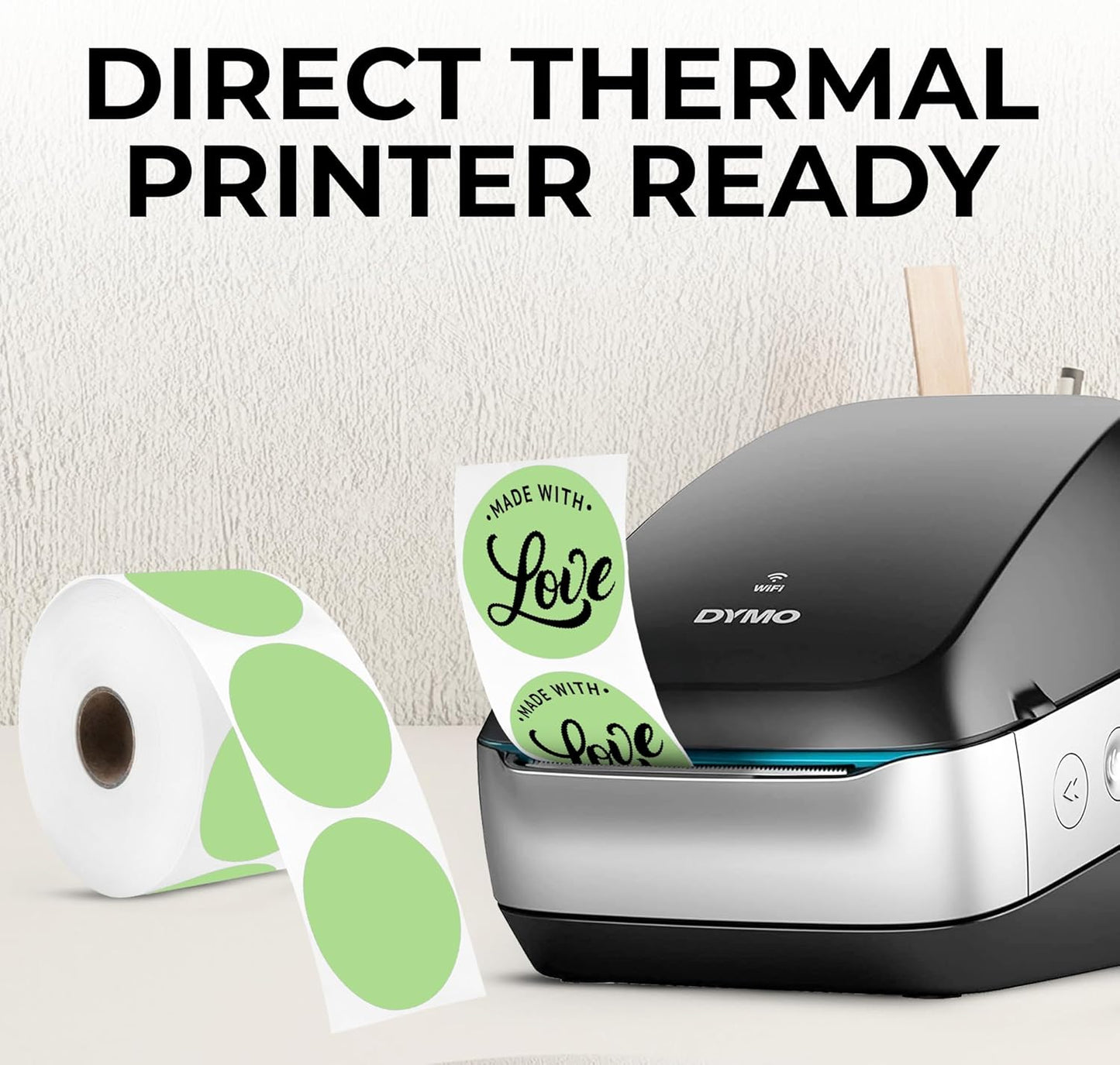 Perco Green 2-Inch Perforated Circle Dot Thermal Sticker Labels — 735 Stickers/Roll, Direct Thermal Printer Compatible—with Permanent Adhesive for Organizing, Color Coding, Bin Labeling—Made in USA