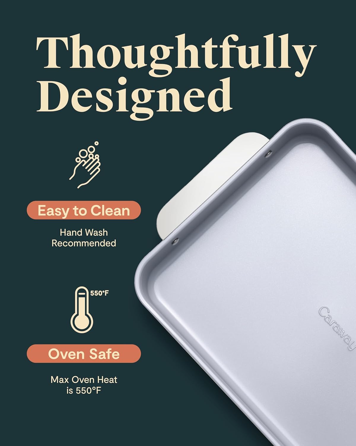 Caraway Non-Stick Ceramic 9”x13” Rectangle Pan Duo - Naturally Slick Ceramic Coating - Non-Toxic, PTFE & PFOA Free - Perfect for Brownies, Lasagnas, and More - Black
