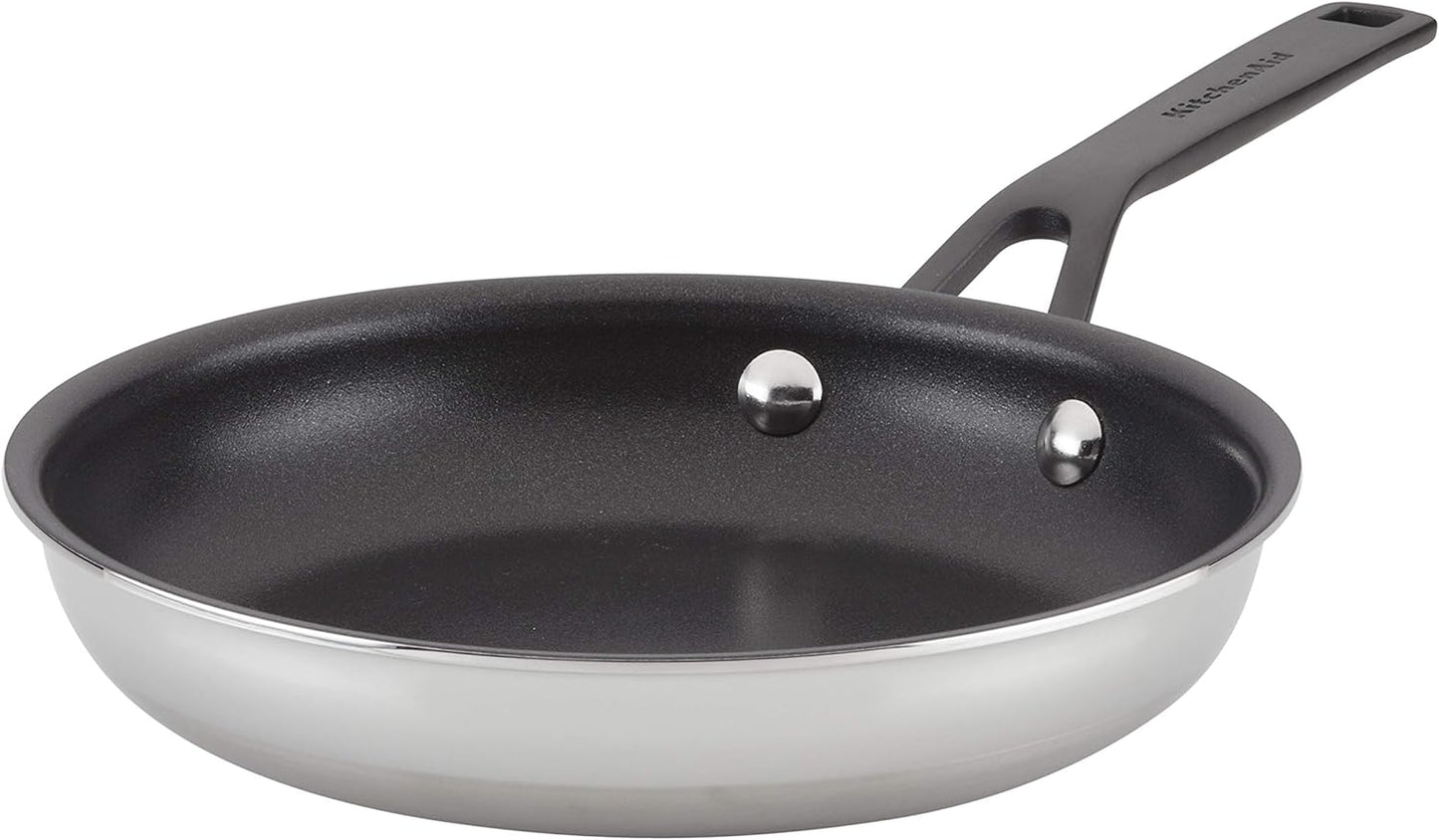KitchenAid 5-Ply Clad Polished Stainless Steel Nonstick Fry Pan/Skillet, 8.25 Inch