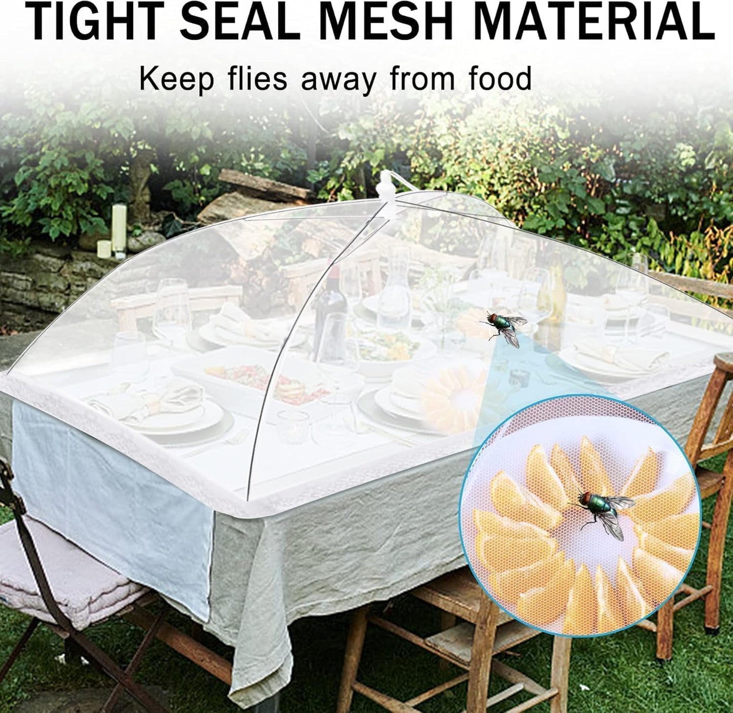 JULBEAR 2 Pcs 40x24inches Extra Large Mesh Food Cover Tent Umbrella Food Screen Covers for Outside Pop-up Mesh Collapsible Food Nets for Parties Picnics Outdoor BBQs Collapsible