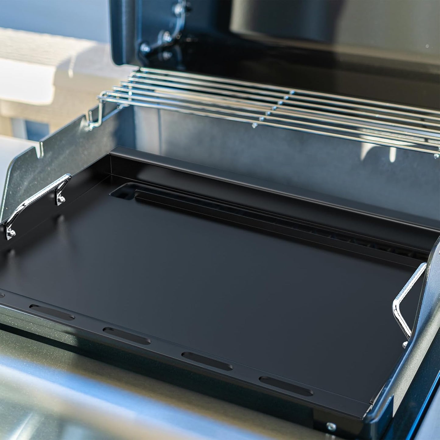 7524 Full Size Griddle Replacement Parts for Weber Genesis S310, E310, E320, S320, E330, S330, EP310, EP320, EP330, Carbon Steel Flat Top Grill Insert Parts with Handles for Weber Genesis 300 Series