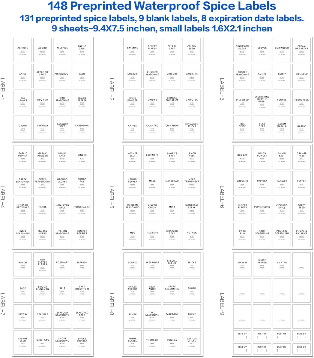 12 Pcs Glass Spice Jars With Bamboo Airtight Lids, 8oz Thicken(2.4mm) Spice Containers With 148 Minimalist Preprinted Waterproof Spice Labels, Kitchen Empty Small Storage Jars For Seasoning, Herb