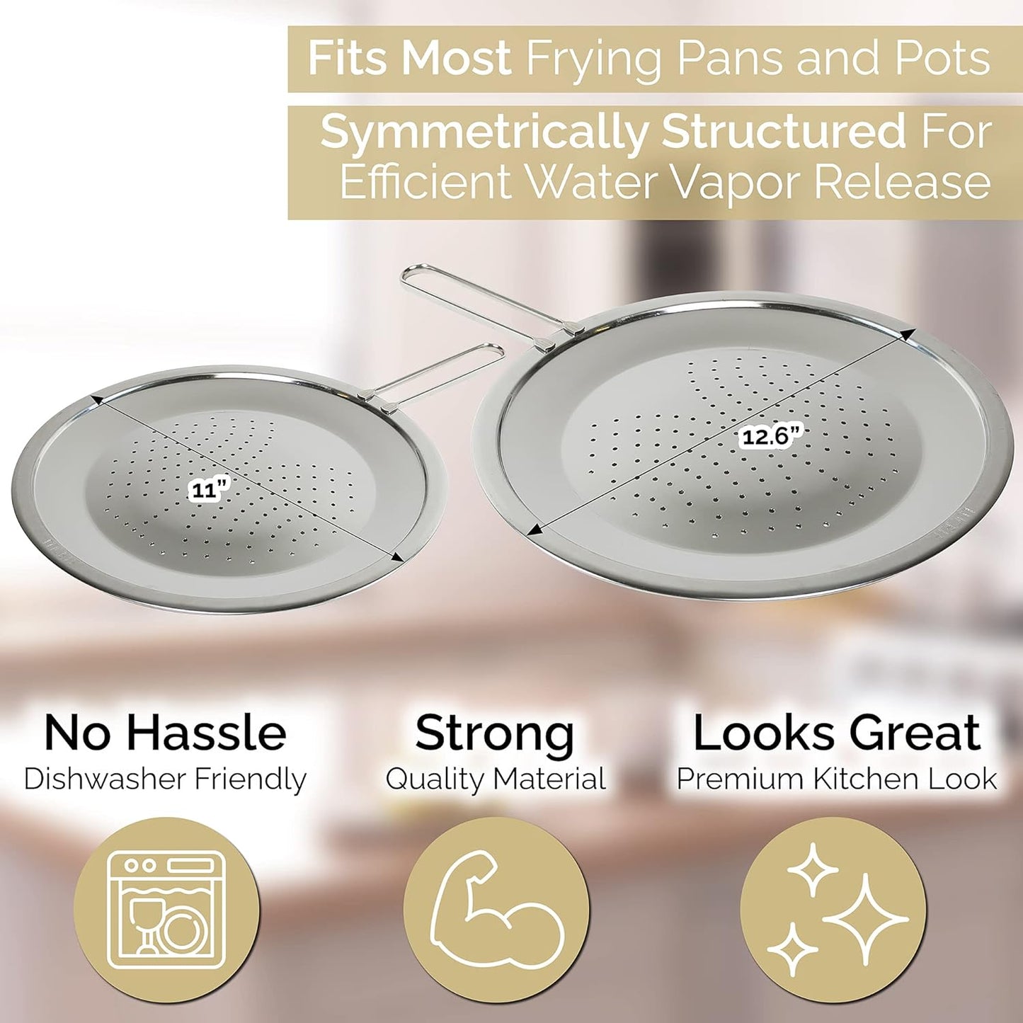 LUCETE Stainless Steel Splatter Screen 11" – Hot Grease Splatter Screen for Frying Pan - Oil Splash Guard - Protect your Skin from Burn & Keep Your Kitchen Cleaner (11inch)