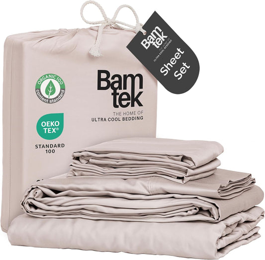 100% Viscose from Bamboo Sheets Full Size, Super Soft Bedding Set, 4PC Cooling Sheets for Hot Sleepers, Vegan Silk Moisture Wicking, Organically Grown Bedsheet, Blush - 54" x 75"