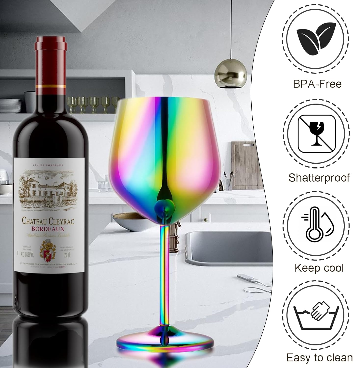 Stainless Steel Wine Glasses Set of 4 Unbreakable Colorful Wine Glass 18 oz Unique Metal Wine Goblets for Outdoor, Travel, Camping, Pool, Ideal Gift for Wine Lovers