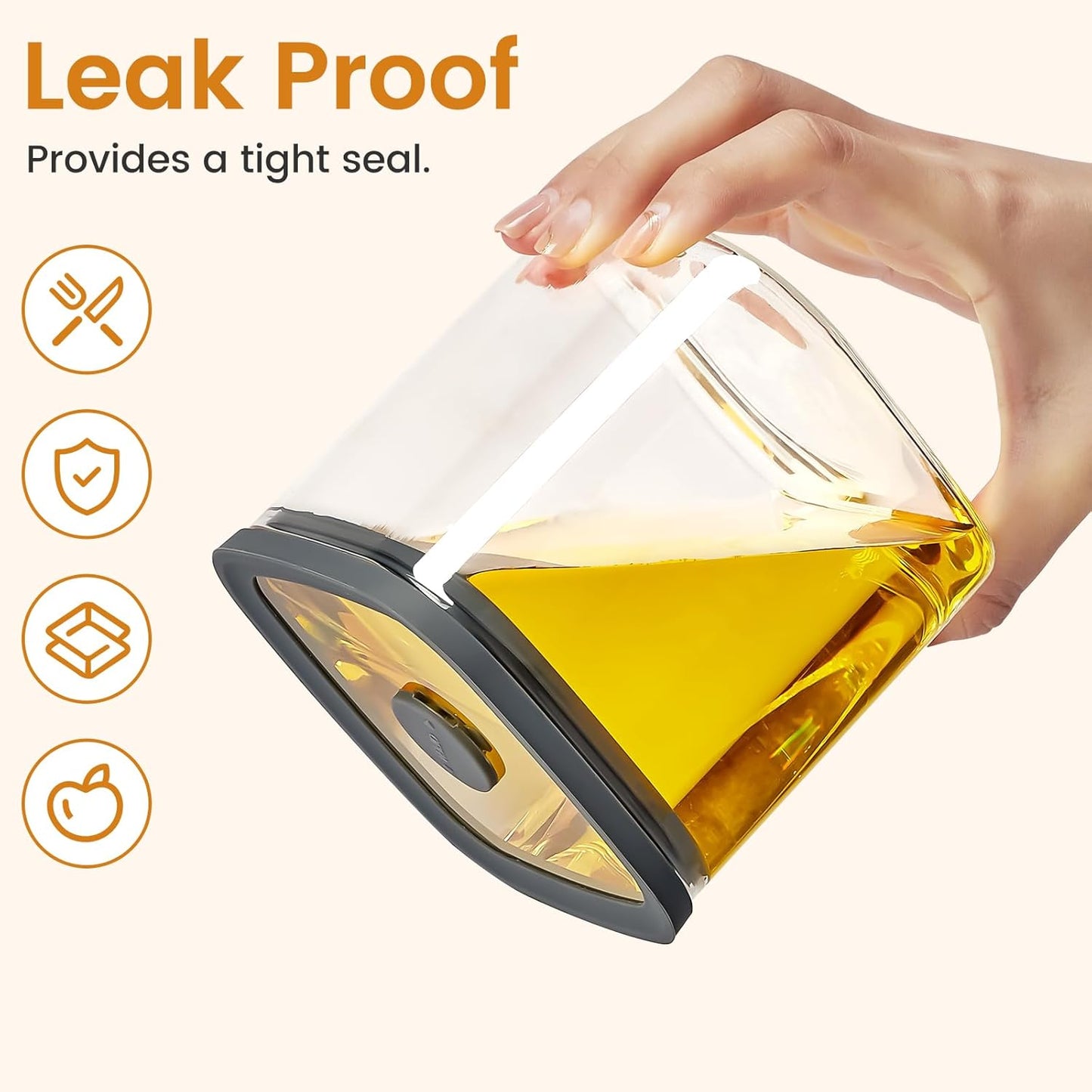 Square Glass Food Storage Jars with Lids[Set of 3], Perfect for Pasta, Cookies, Nuts, Coffee, Cereal, Flour, Organize Your Kitchen with these BPA-Free Glass Jars with Silicone Lids