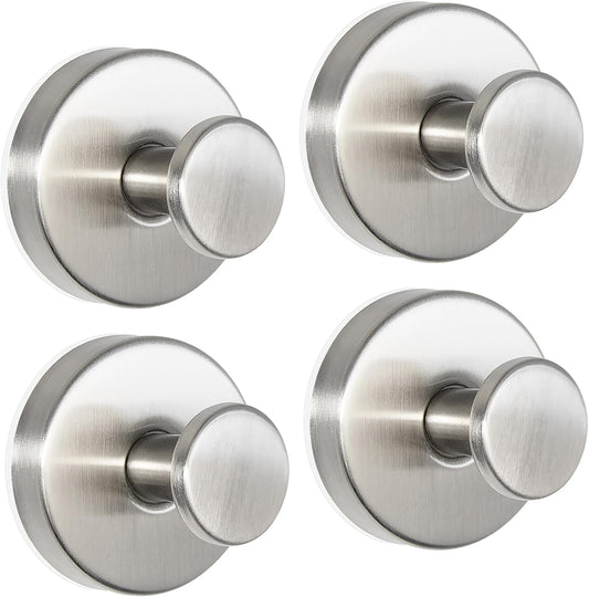 ZESLMG Suction Cup Hooks for Shower Wall, Door Wreaths, Removable Inside Shower Towel Hooks for Bathroom Window Glass Kitchen- Bath Robe Loofah Suction Hooks for Hanging More Surfaces (Nickel, 4 Pack)