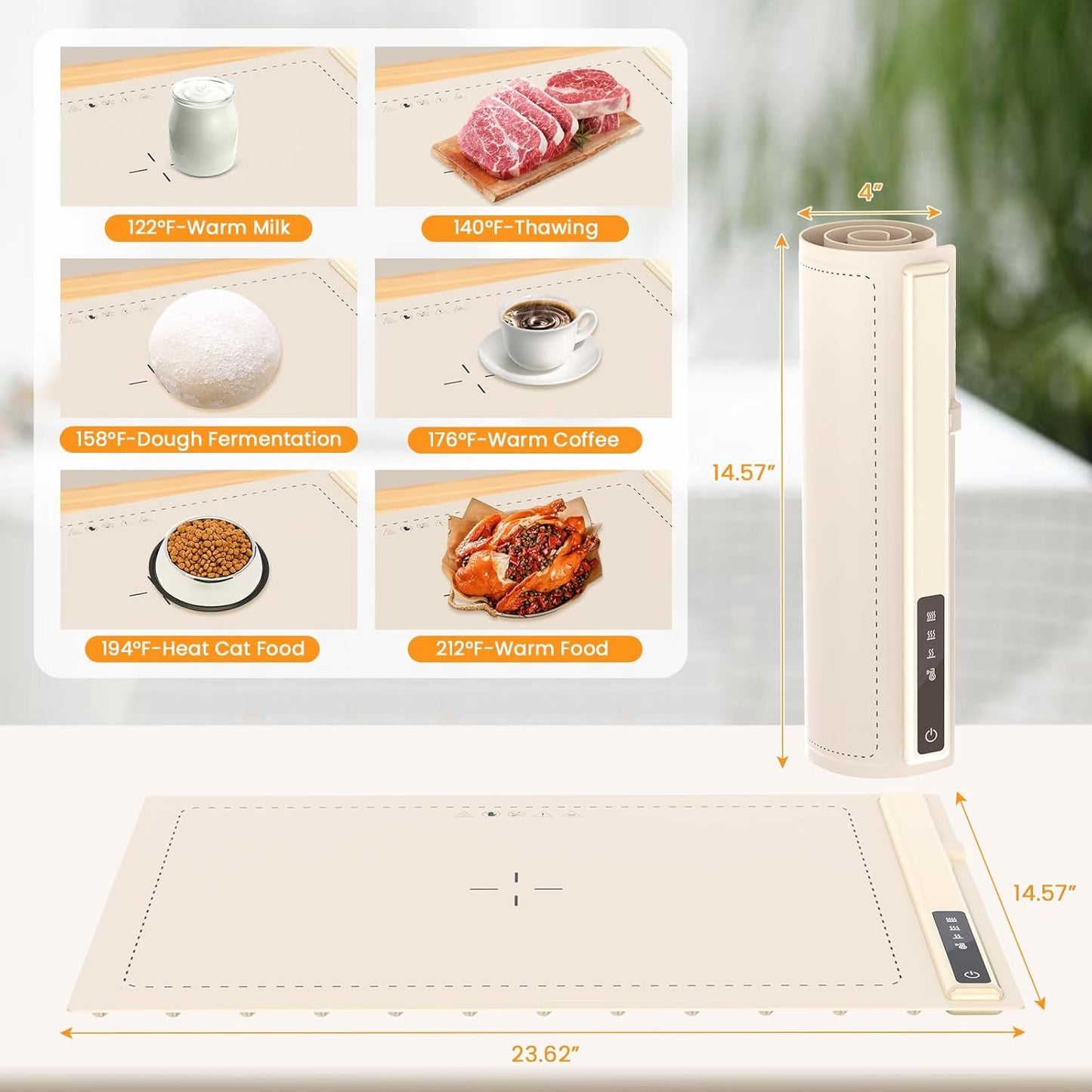 Upgrade Warming Mat for Food with Adjustable Temperature-Portable Electric Warming Tray,Roll Up Silicone Food Warmer for Parties with 3 Temperature Settings,Versatile Food Warmers for Parties Buffet