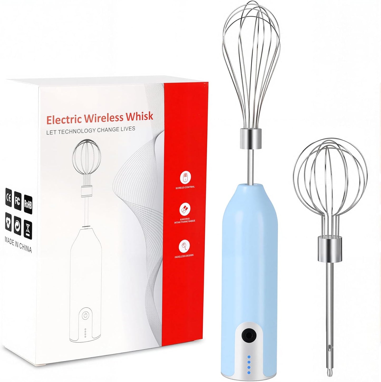 Egg Beater Whisk, Wireless Electric Multi-speed Control Rechargeable Batteries Balloon Whisk for Eggs, Milkshake Cream, Butter, Baby Food Fruits, Sauces and Soup for Kitchen,Camping,Party Gifts