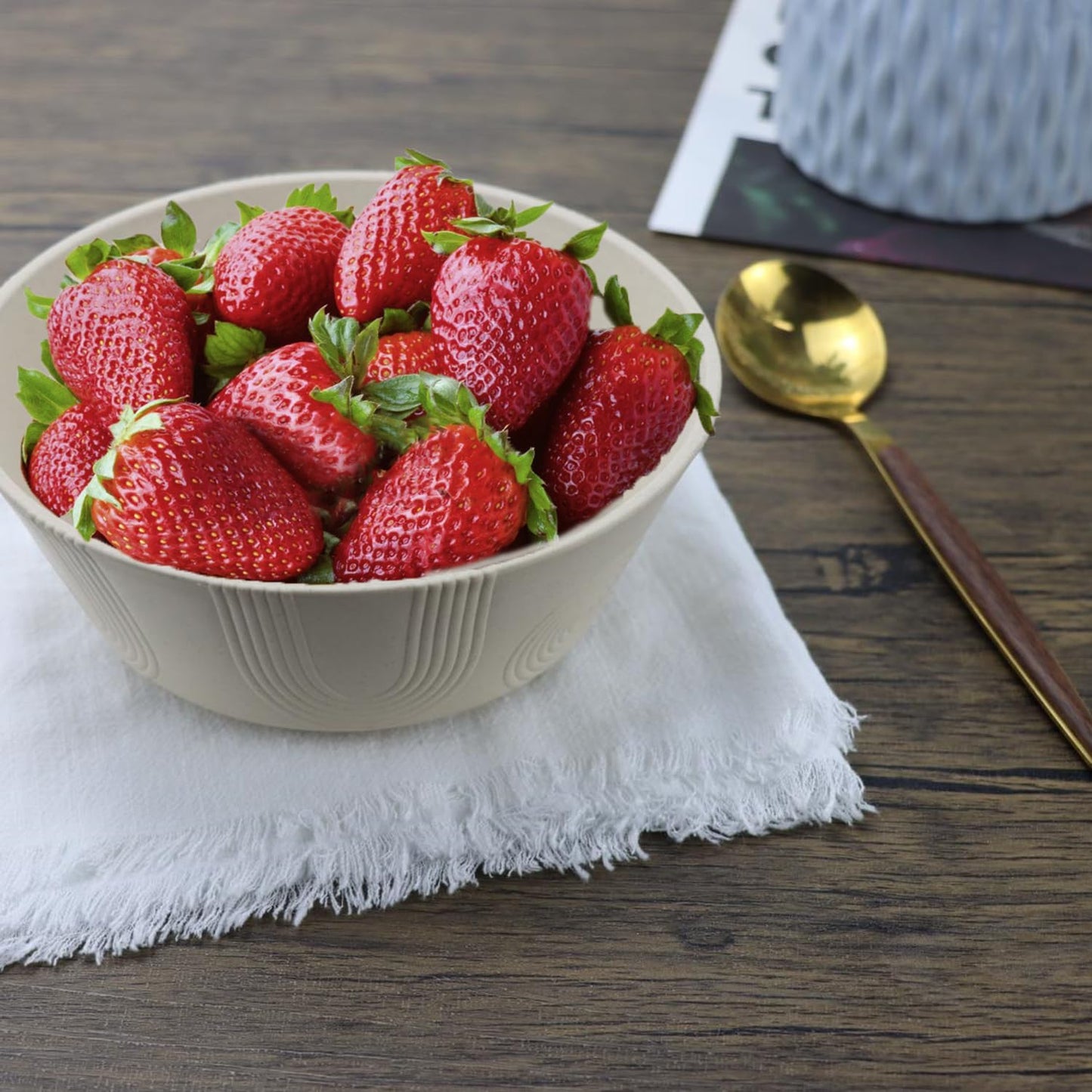 Wheat Straw Bowl Sets with Textured Pattern,6 PCS Unbreakable Cereal Bowl 36 OZ,Microwave and Dishwasher Safe Bowls,Soup Bowl Sets BPA Free for Salad (Beige