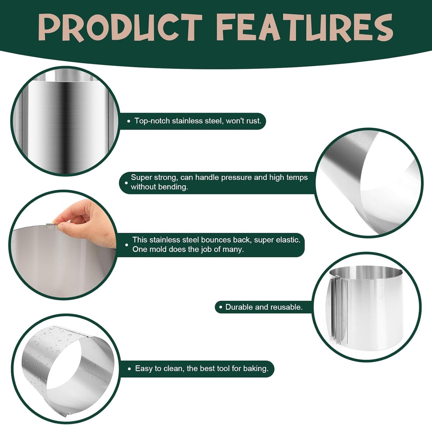 2 Pcs 6-12 Inch Adjustable Cake Mold Ring, 5.91'' High, 6 to 12'' Adjustable Cake Ring Cake Baking Supplies Baking Rings Round Stainless Steel Bakeware Tools with Scaling DIY Baking Mold Tool