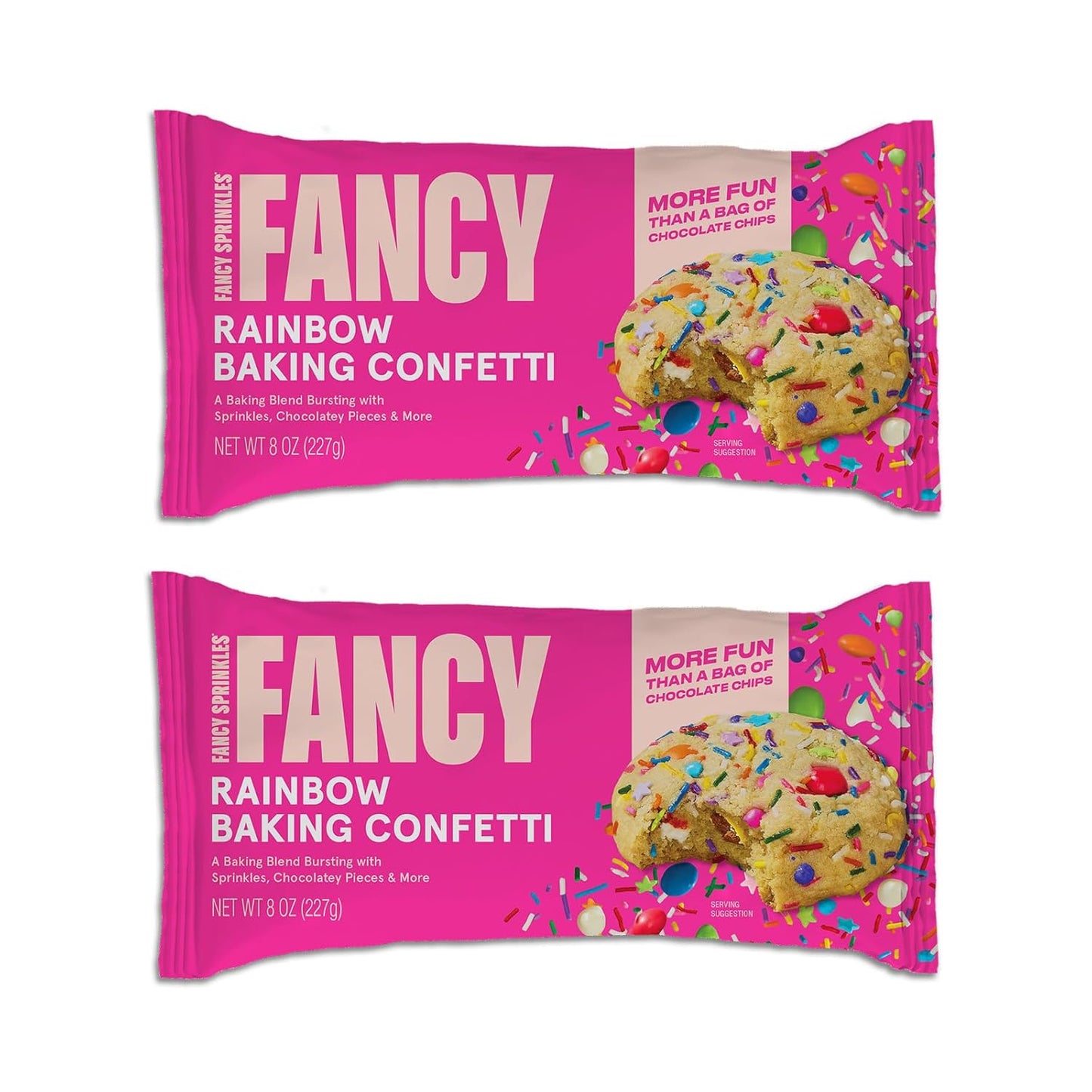 Fancy Sprinkles Rainbow Baking Confetti Sprinkles and Chocolate Pieces, Crunchy Jimmies, Chocolate Gems, Candy-Coated Chocolatey Morsels, Star Confetti Pieces, And White Morsels 8 oz Bag (2 Pack)