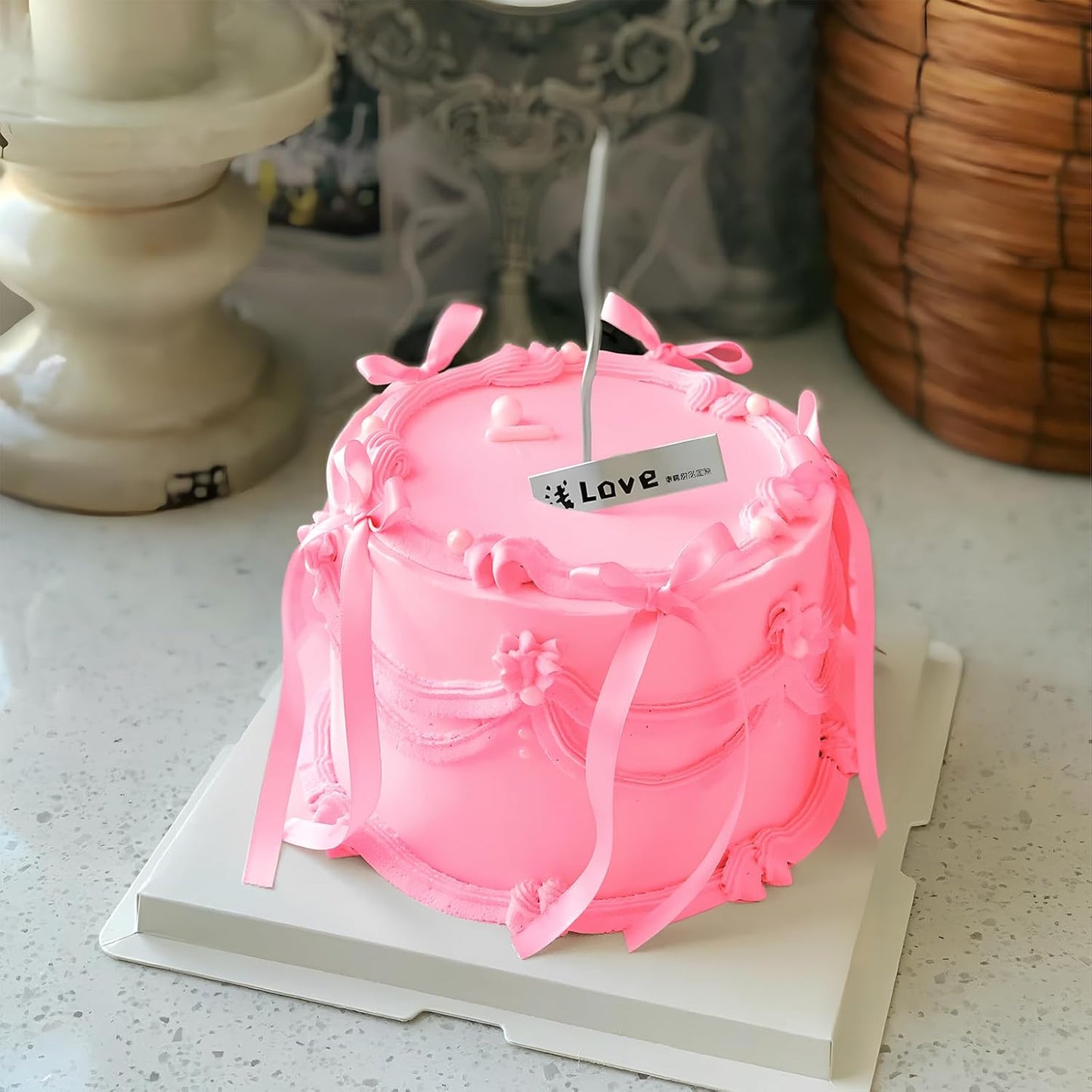 20 Pcs Pink Bow Cake Toppers Bowknot Cupcake Topper Bowtie Cake Decoration Ribbon Bows Picks Pink Bow Coquette Birthday Decorations for Girls Princess Bridal Shower Birthday Wedding Party