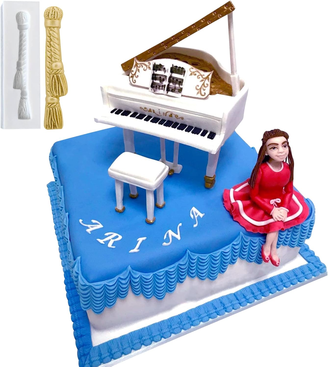 Macrame Tassel Cake Decoration Fondant Border Mold 3pcs, Curtain Chocolate Silicone Molds for Cake Decorating Candy Sugar Craft Flower Paste Cookies Marzipan Butter Gum Clay Resin Gypsum