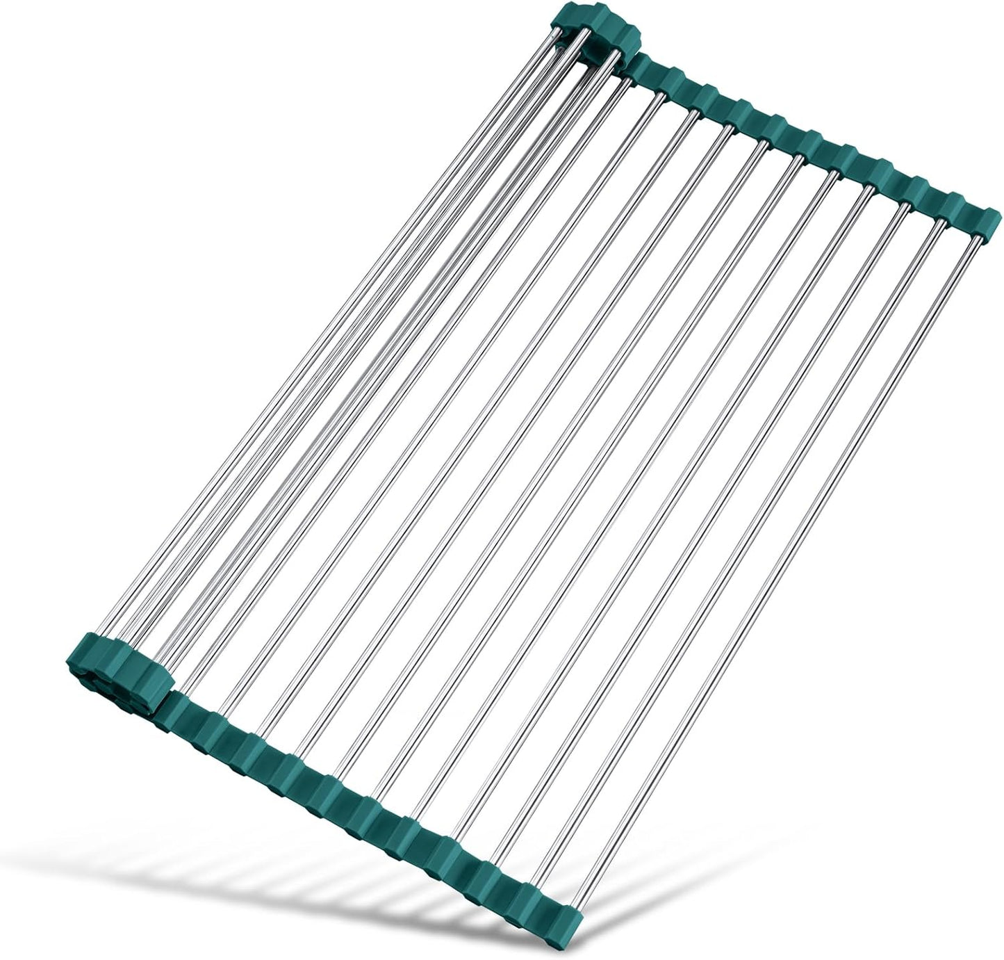 Tomorotec Stainless Steel Roll Up Dish Drying Rack, Foldable Over The Sink Rolling Drainer Rack, Multipurpose Kitchen Gadget Draining Caddy Organizer, Space Saving Sink Accessory Storage Shelf Holder