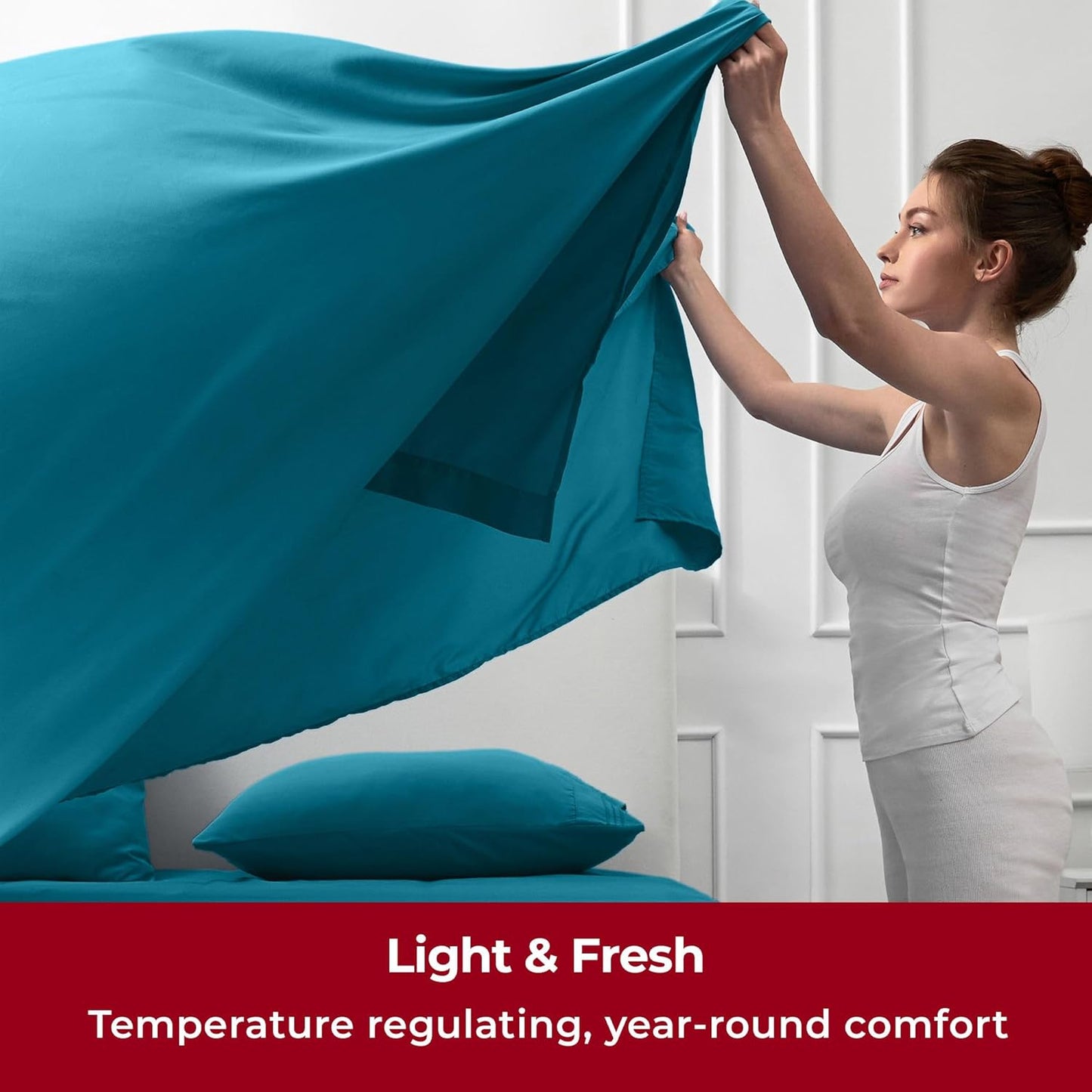 Mellanni Twin Sheets Set - 3 PC Iconic Collection Bedding - Hotel Luxury, Extra Soft, Cooling Bed Sheets - Wrinkle, Fade, Stain Resistant (Twin, Teal)