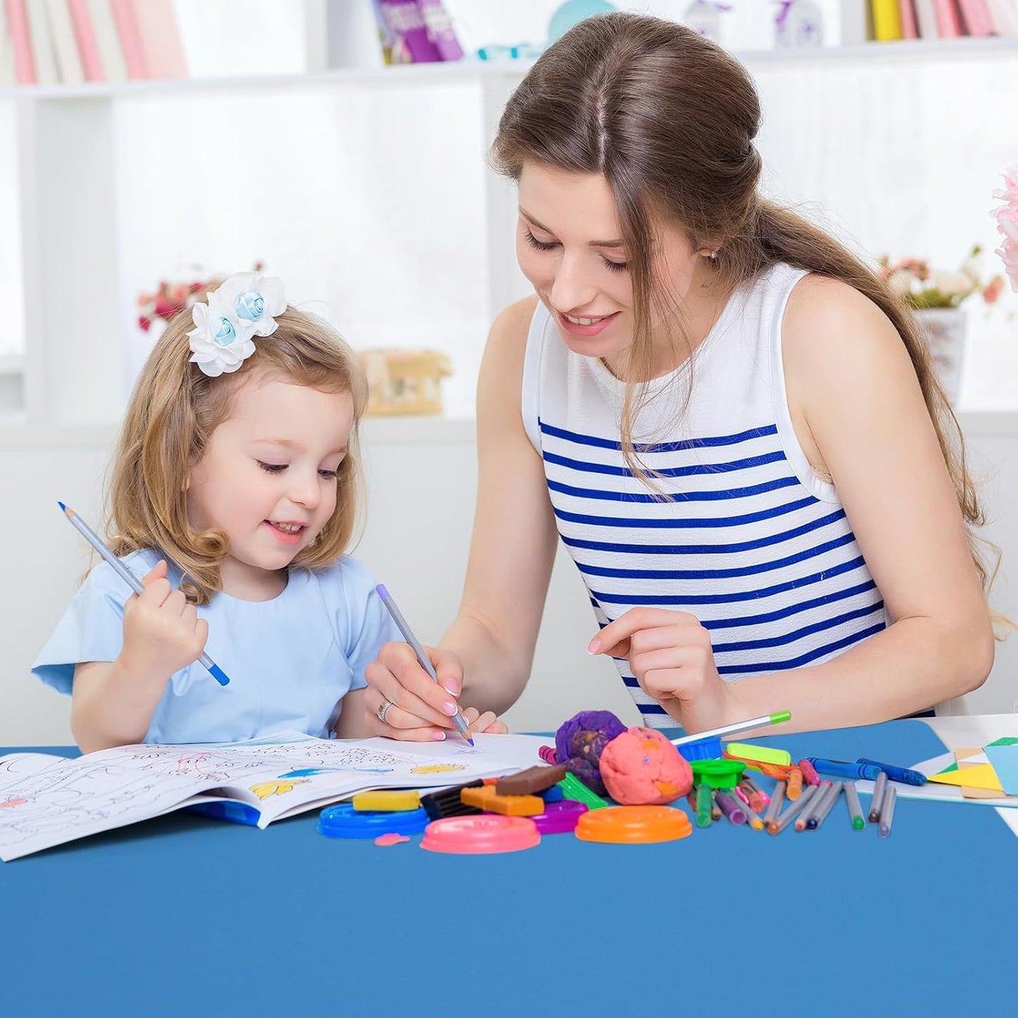 Silicone Mats for Kitchen Counter, Nonslip Silicone Mats for Crafts Countertop Protector Heat Resistant Mat (78.7” x 24” x 0.08”, Light Blue)