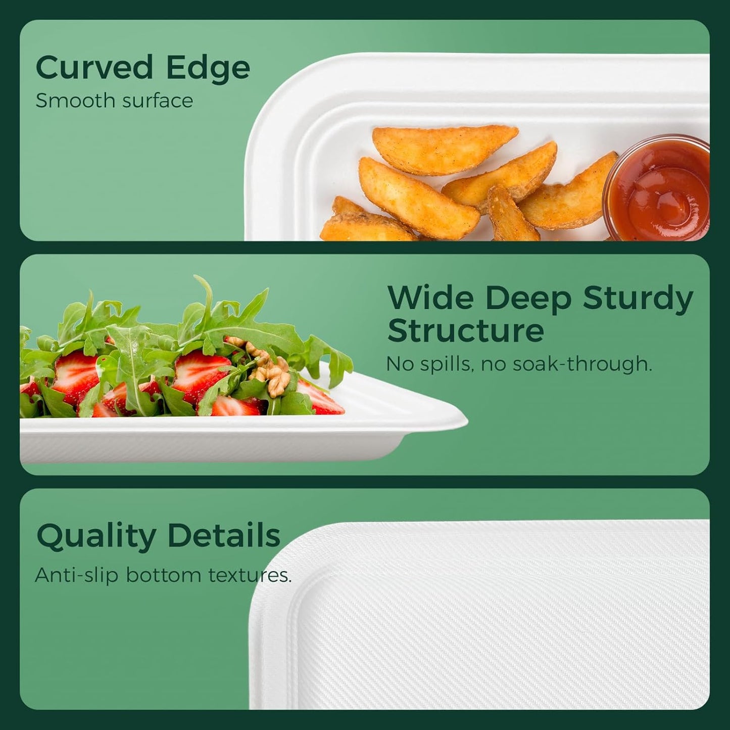 100 Pack 14 Inch Disposable Compostable Food Trays, Heavy-Duty White Paper Plates for Crawfish Boil, Lobster, Thanksgiving, Parties, Large Serving Platters