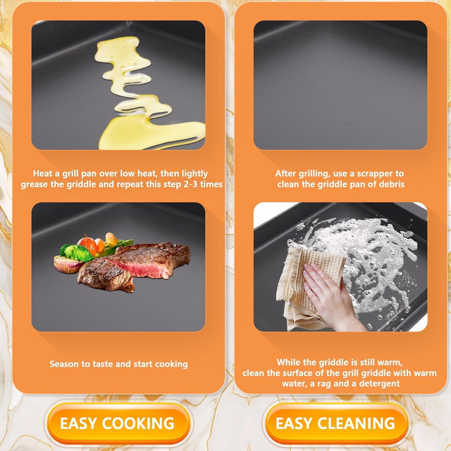 Universal Flat Top Griddle, Cast Iron BBQ Griddle for Electric/Gas/Charcoal Grill/Stove, 18.6 x14" Griddle Inserts for Weber Charbroil Camp Chef,Nonstick Coating Cooking Skillet Pan for Outdoor