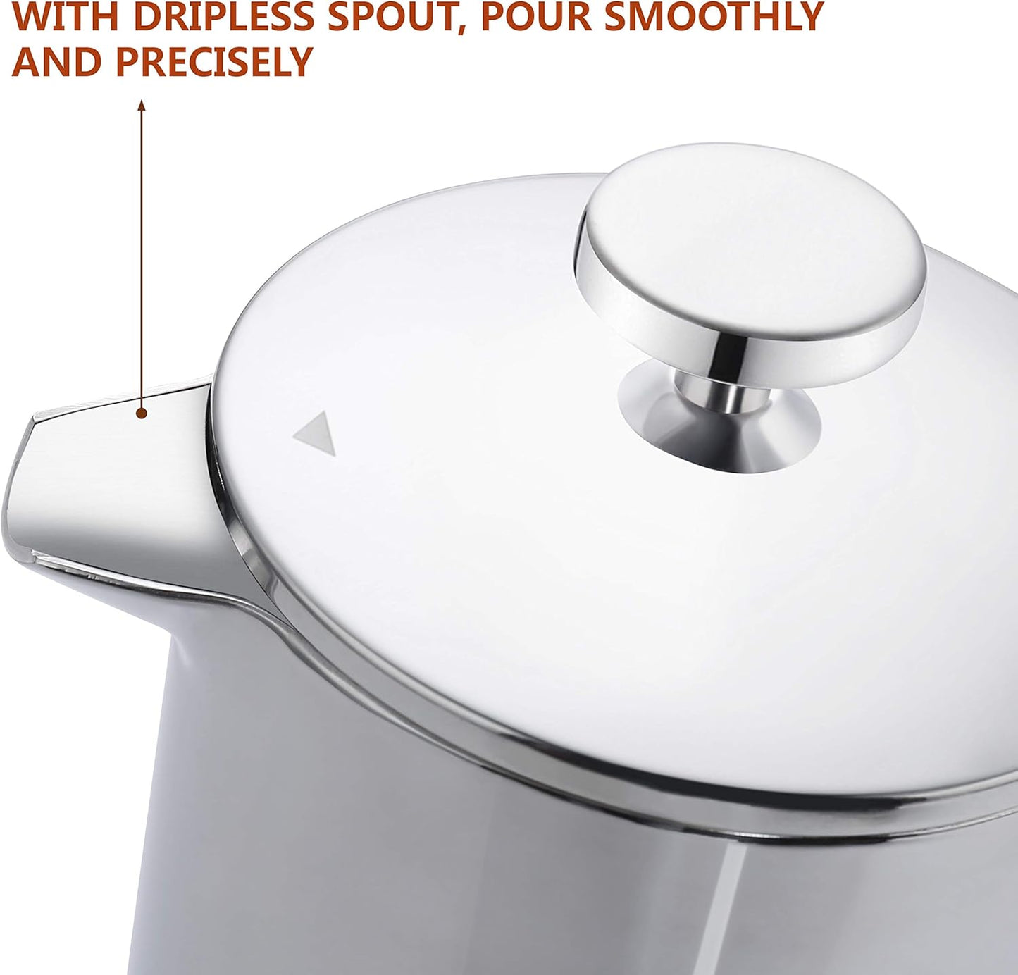 French Press Coffee Maker – 2 Cups Small Stainless Steel Coffee Maker Double Walled French Press 750ML/24OZ