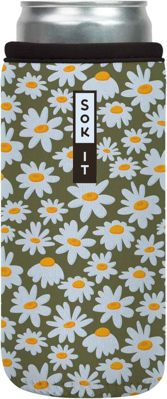 Sok It CanSok Sleeve for Beer & Soda Insulated Neoprene Cover (Chamomile China, 12oz Slim Can Sleeve)