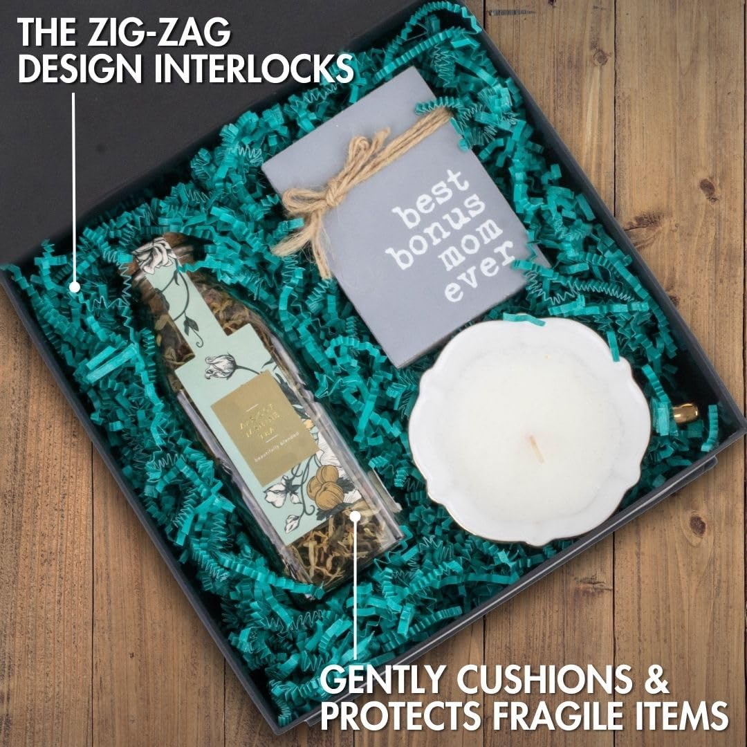 MagicWater Crinkle Cut Paper for Gift Baskets - 2LB - Teal - Perfect for Shredded Paper Filler, Basket Filler, Gift Boxes, Bridesmaid Gifts, Halloween Stuffers & More – Ideal for All Occasions