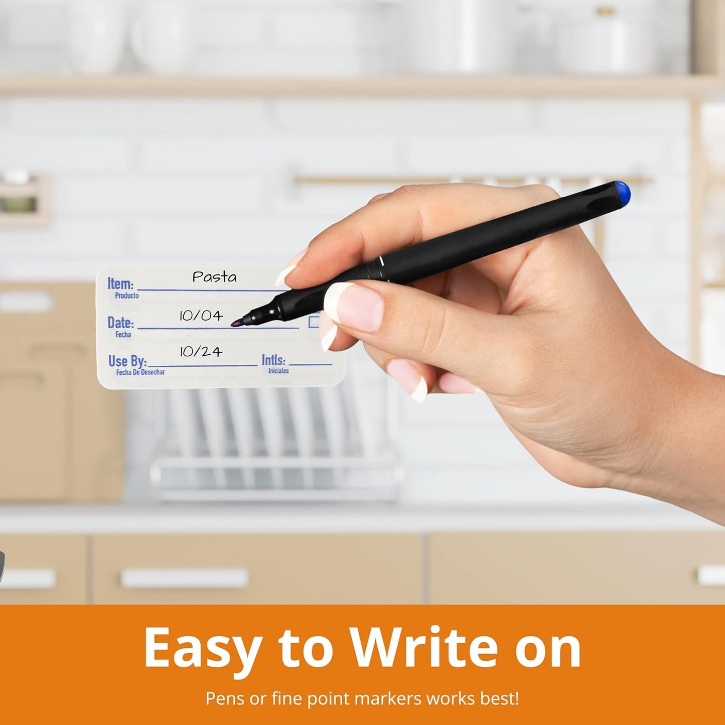 2x1 Dissolvable Food Labels, 250 Label Stickers, Bottle Labels for Storage Bins, Sticker Labels for Food containers, (250, Blue)