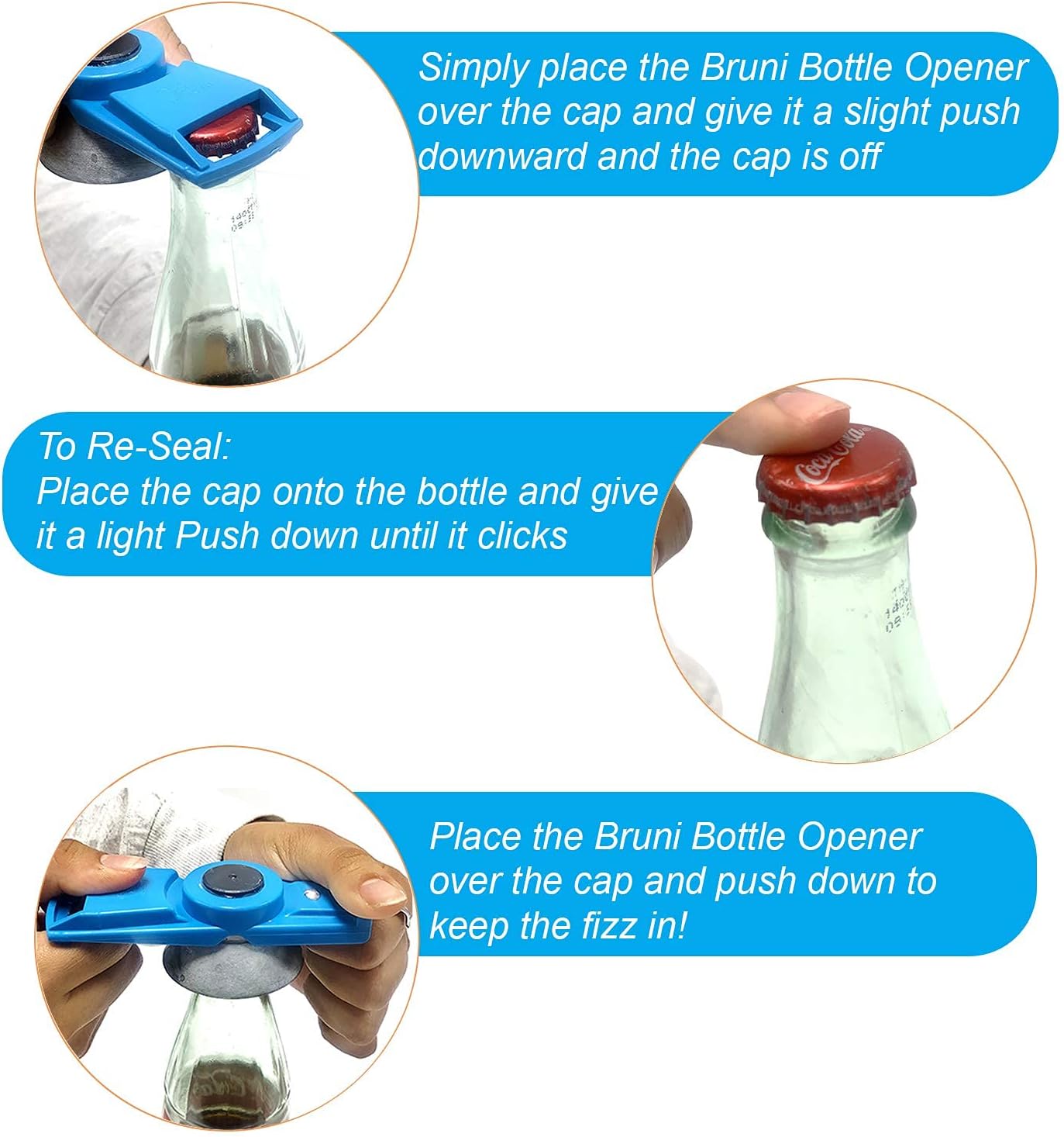 Bruni Multifunction Bottle Opener – Medicine Safety Cap Can Bottle Opener Easy to Use for Children, Weak Hands, Elderly and Arthritis Sufferers (BBO)